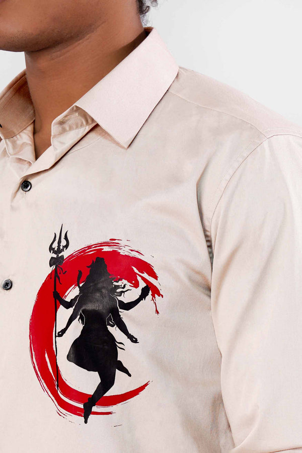 Periglacial Brown Lord Shiva Printed Super Soft Premium Cotton Designer Shirt