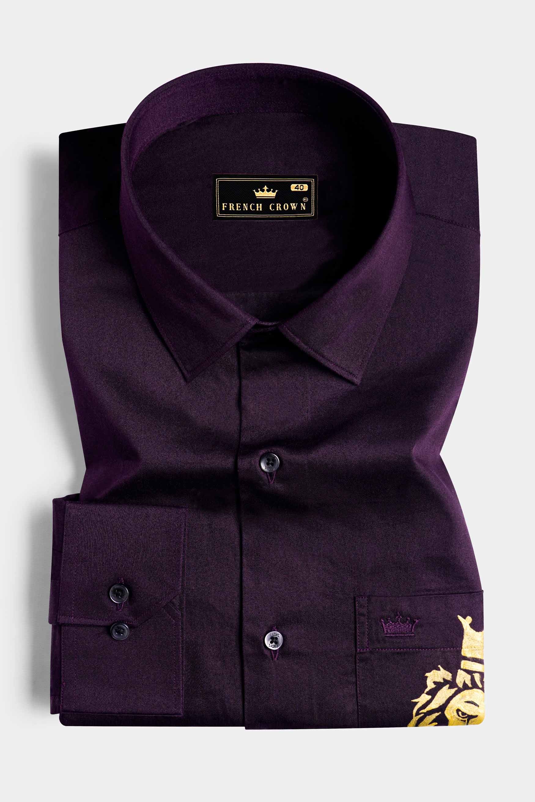 Melanzane Purple Lion Hand Painted Subtle Sheen Super Soft Premium Cotton Designer Shirt 8691-BLK-ART-38, 8691-BLK-ART-H-38, 8691-BLK-ART-39, 8691-BLK-ART-H-39, 8691-BLK-ART-40, 8691-BLK-ART-H-40, 8691-BLK-ART-42, 8691-BLK-ART-H-42, 8691-BLK-ART-44, 8691-BLK-ART-H-44, 8691-BLK-ART-46, 8691-BLK-ART-H-46, 8691-BLK-ART-48, 8691-BLK-ART-H-48, 8691-BLK-ART-50, 8691-BLK-ART-H-50, 8691-BLK-ART-52, 8691-BLK-ART-H-52