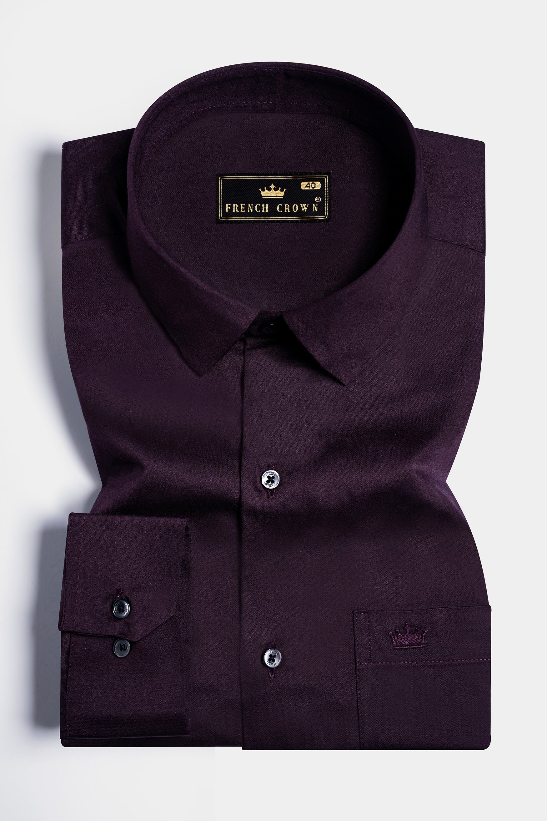 Eclipse Maroon French Crown Printed Subtle Sheen Super Soft Premium Cotton Designer Shirt