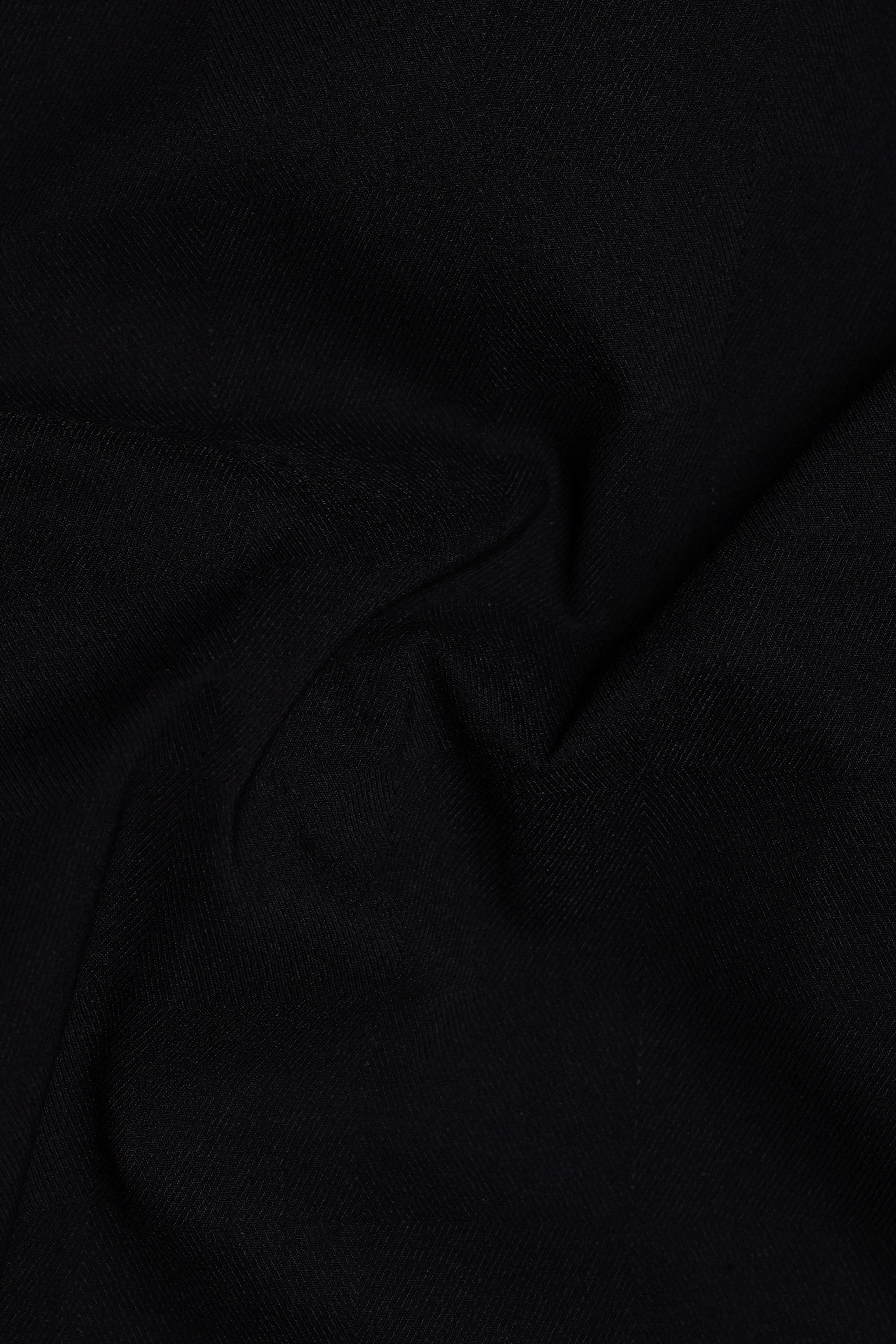 Jade Black Subtle Sheen Snake Pleated Super Soft Premium Cotton Tuxedo Shirt