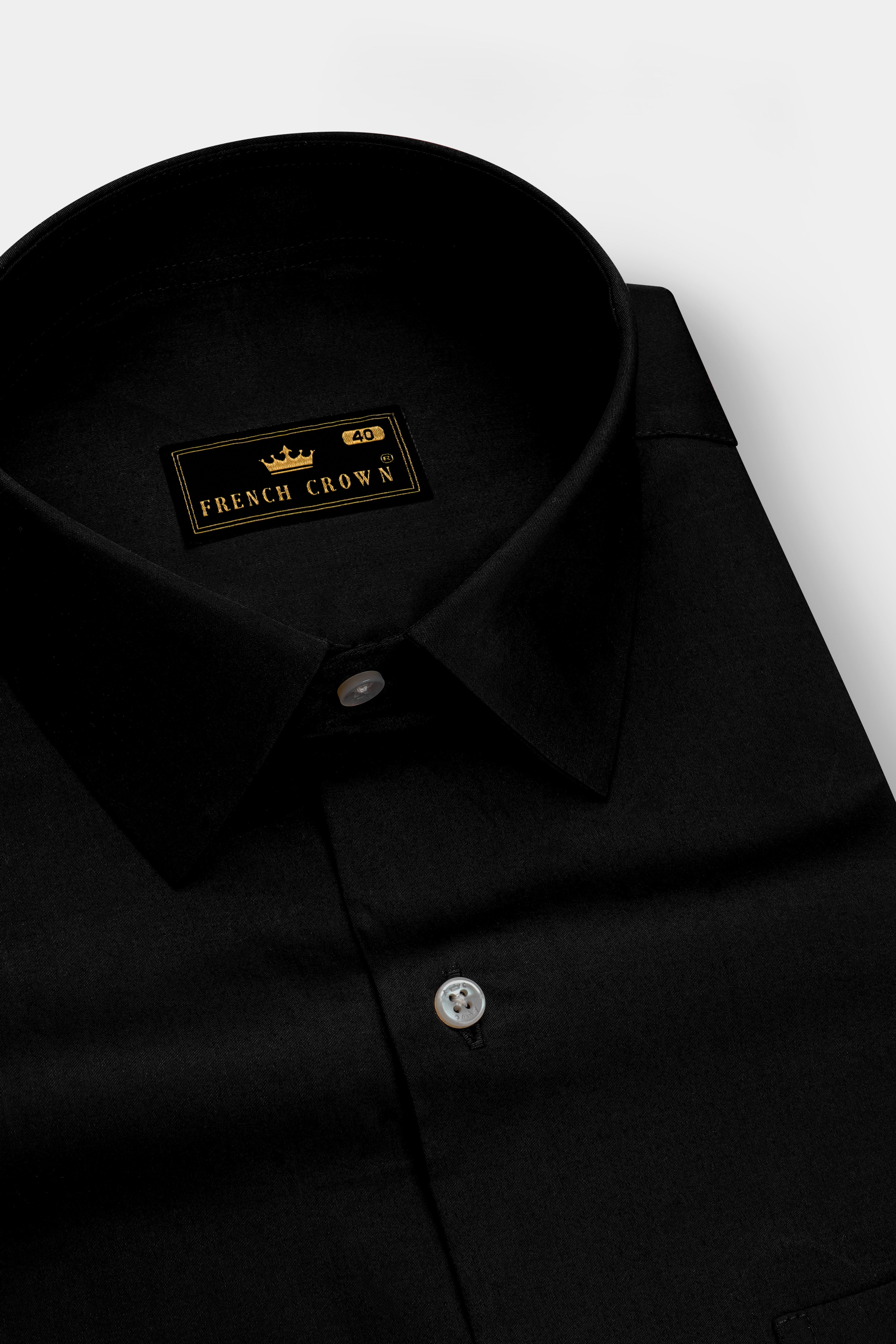 Jade Black Subtle Sheen Super Soft Premium Cotton Shirt