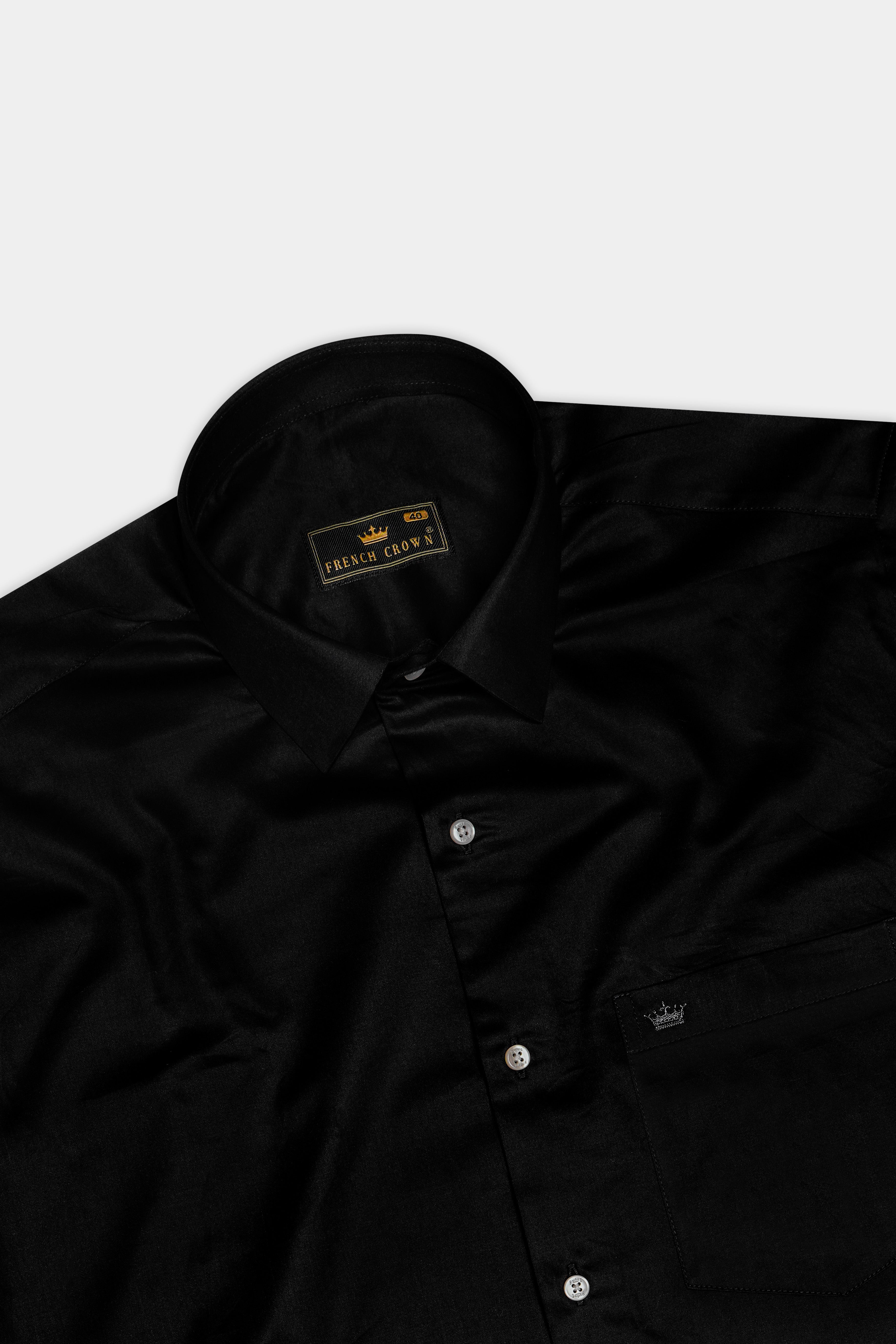 Jade Black Subtle Sheen Super Soft Premium Cotton Shirt