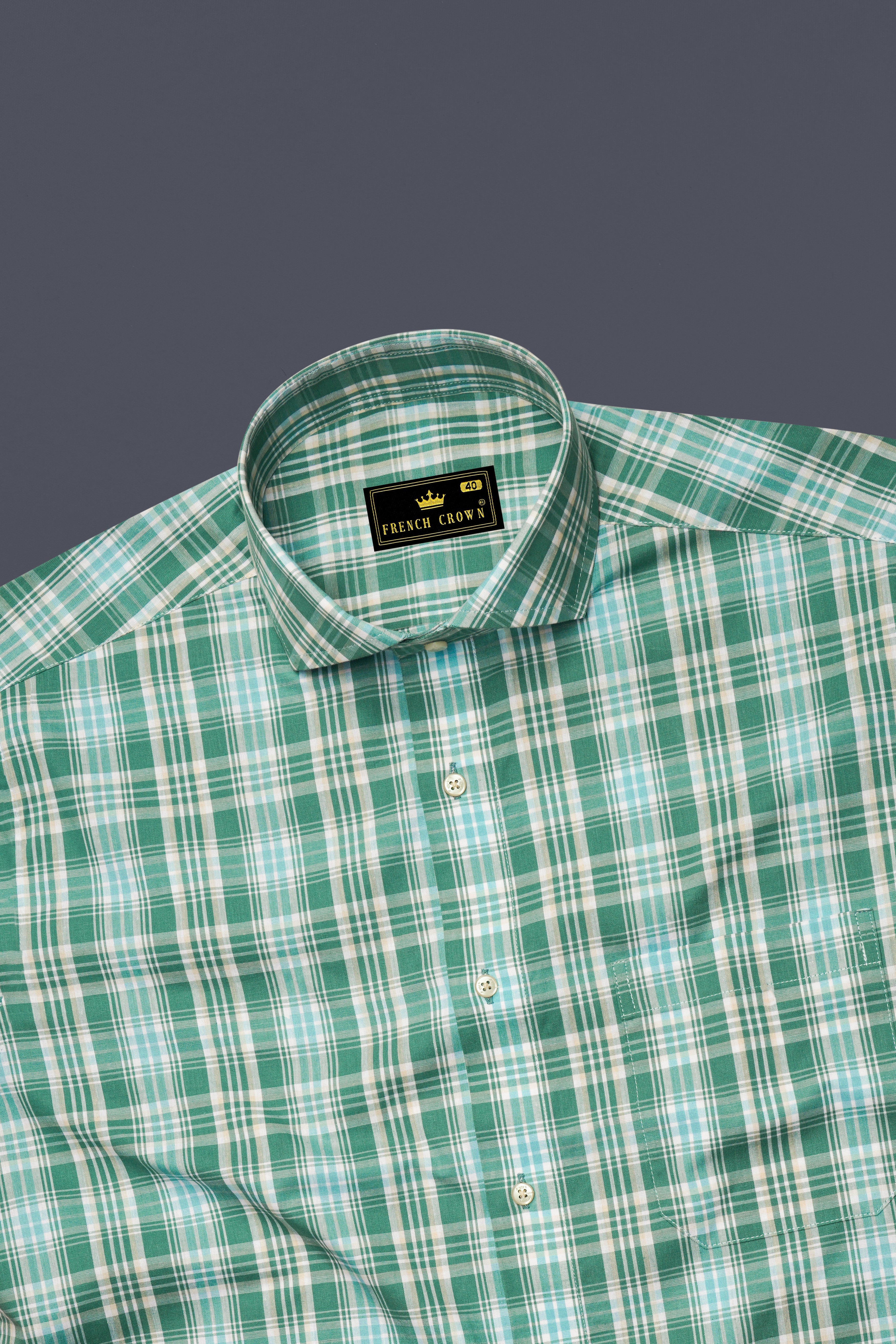 Viridian Green with Chinook Blue Plaid Premium Cotton Shirt