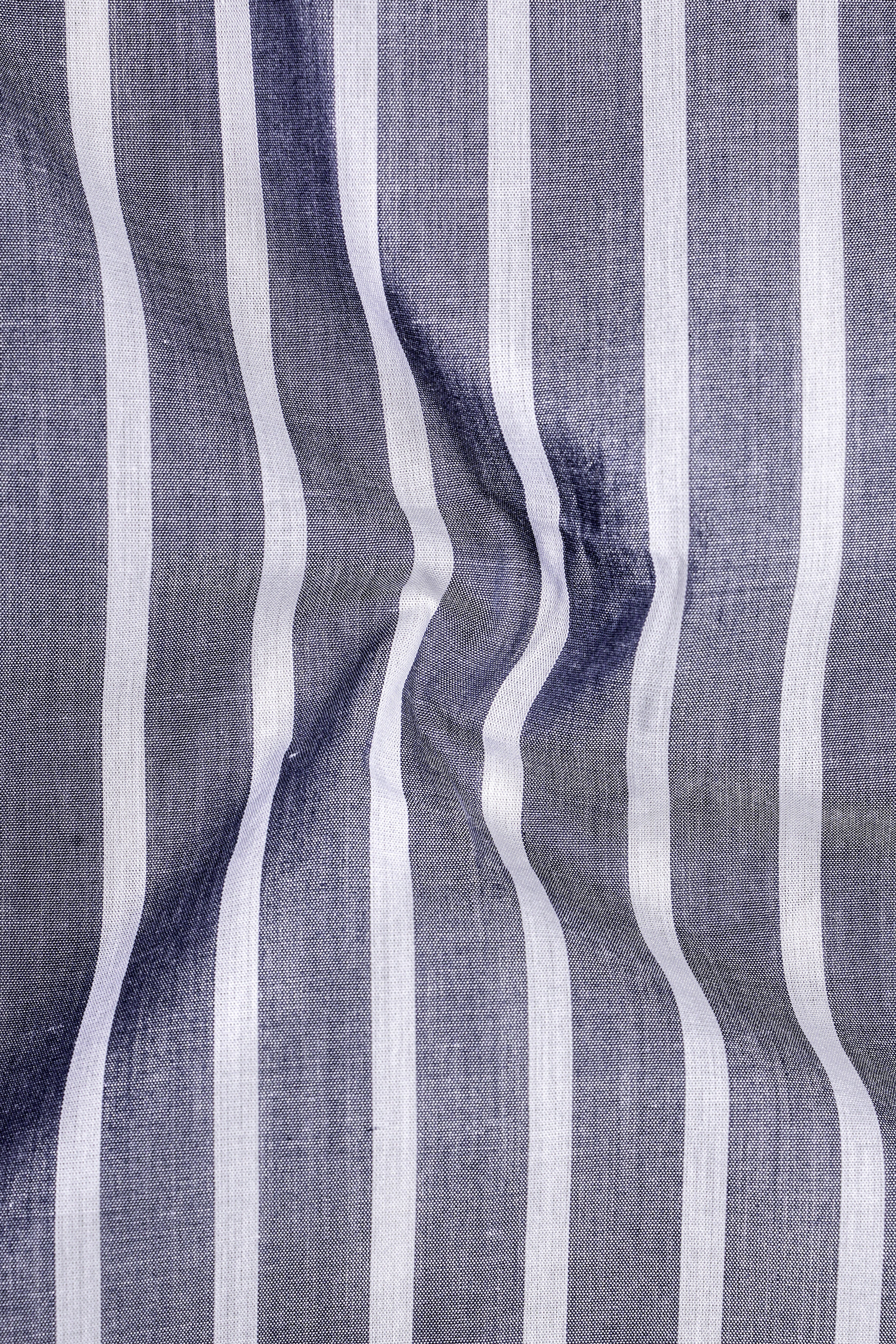 Cloudy Gray Striped Premium Cotton Kurta Shirt