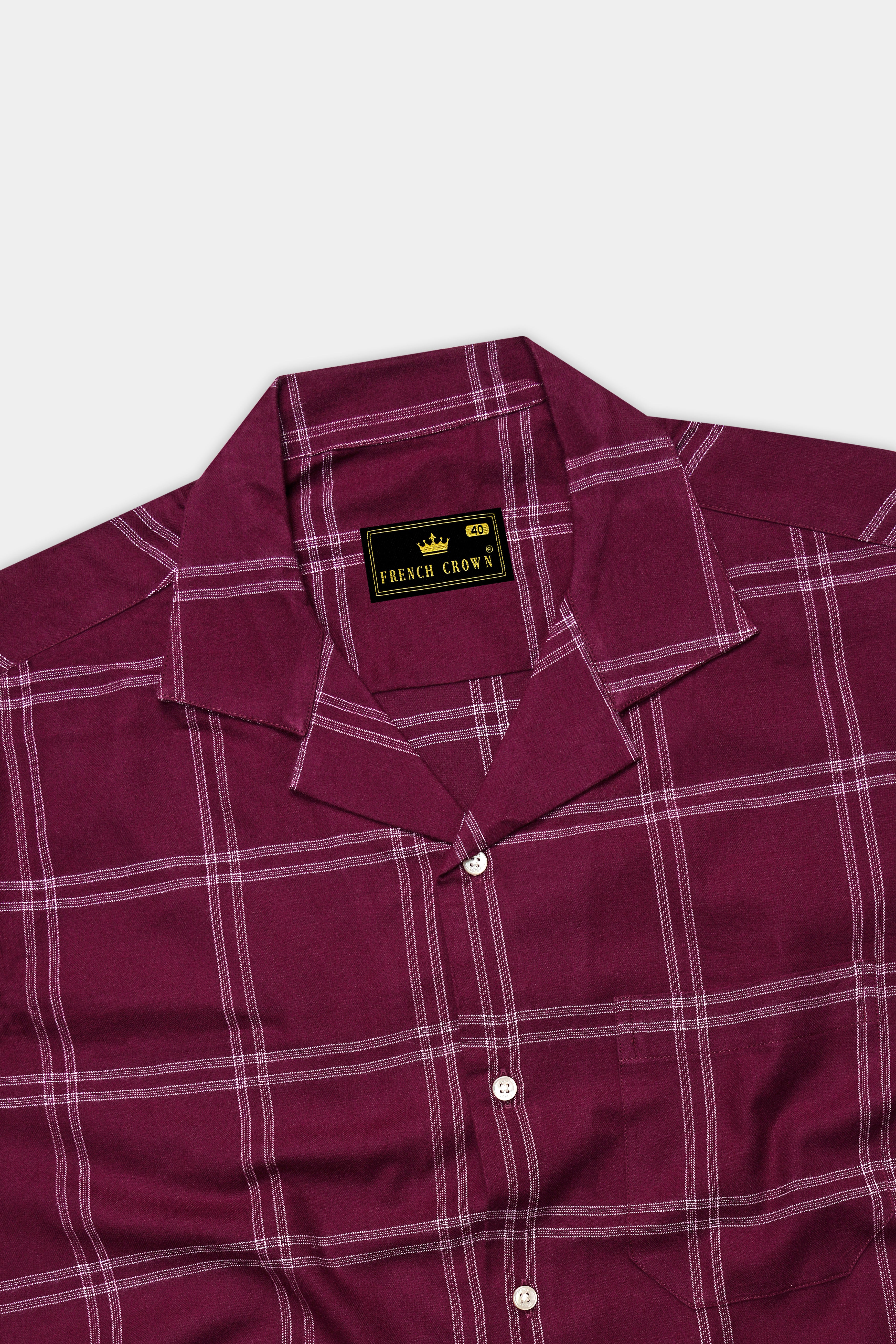 Barossa Maroon checkered half sleeve Flannel Shirt