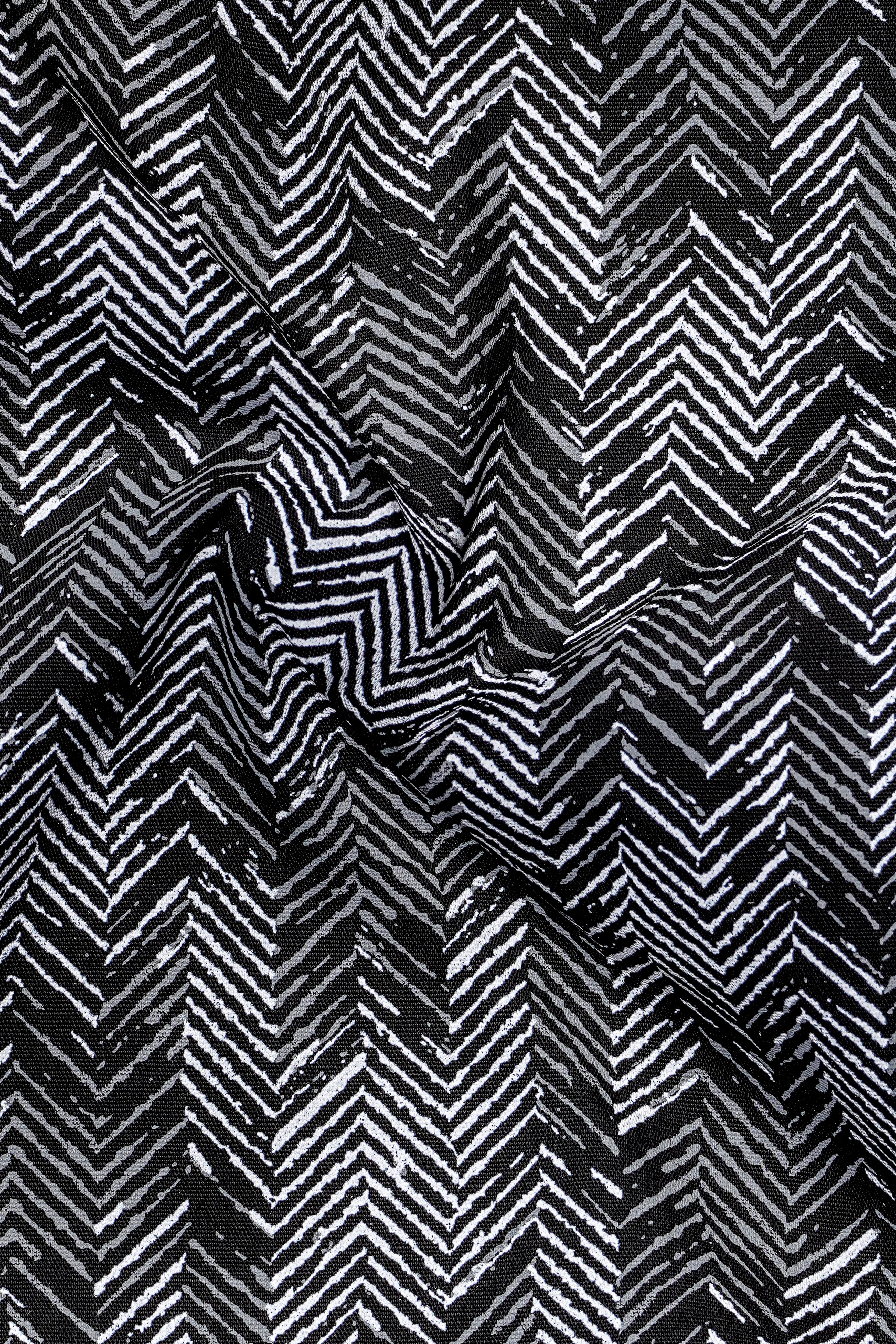 Jade Black with Gravel Gray Sanganeri Block Printed Royal Oxford Shirt