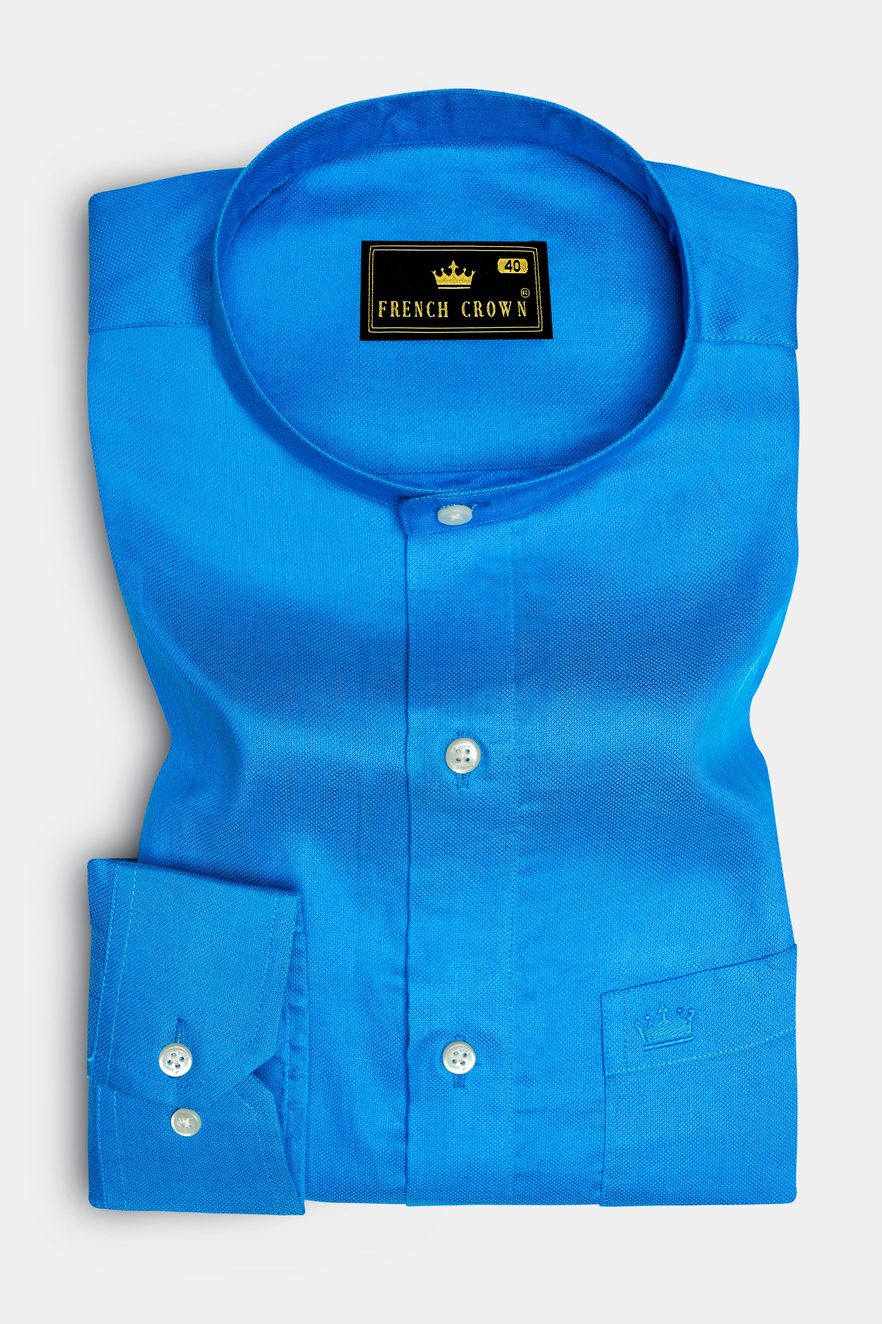 Radiance Blue Dobby Textured Premium Giza Cotton Shirt
