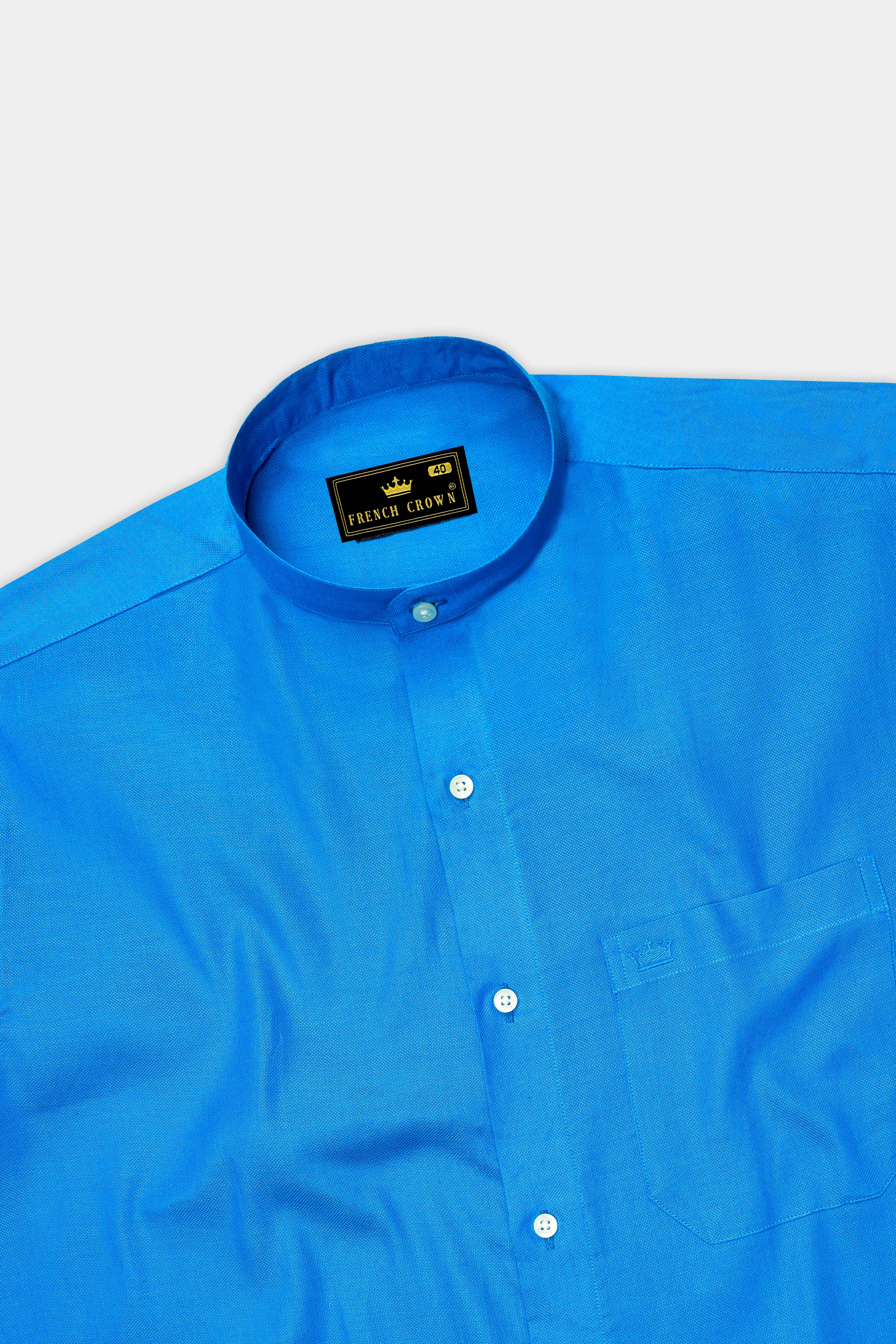 Radiance Blue Dobby Textured Premium Giza Cotton Shirt