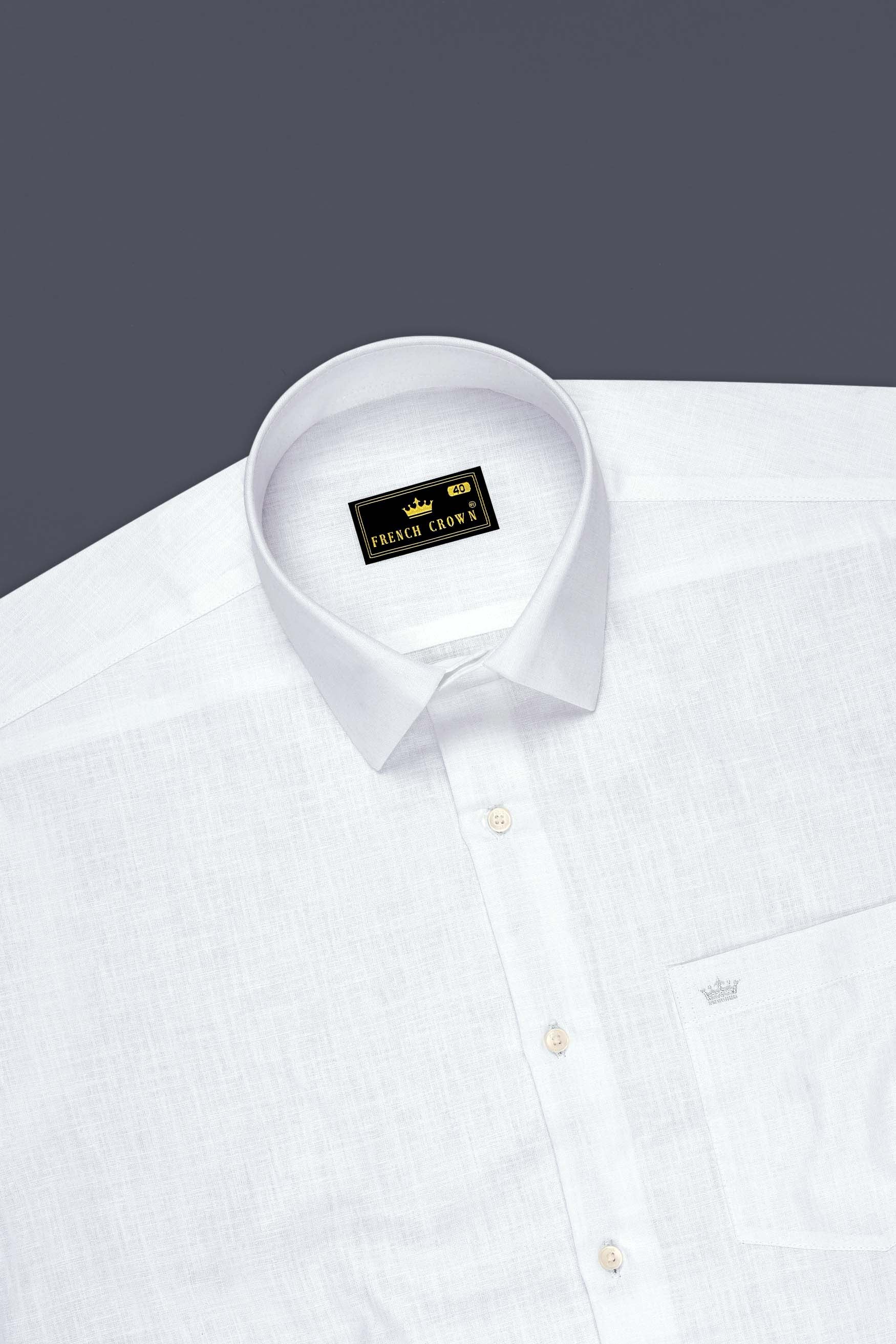Bright White Detailed Luxurious Italian Linen SHIRT
