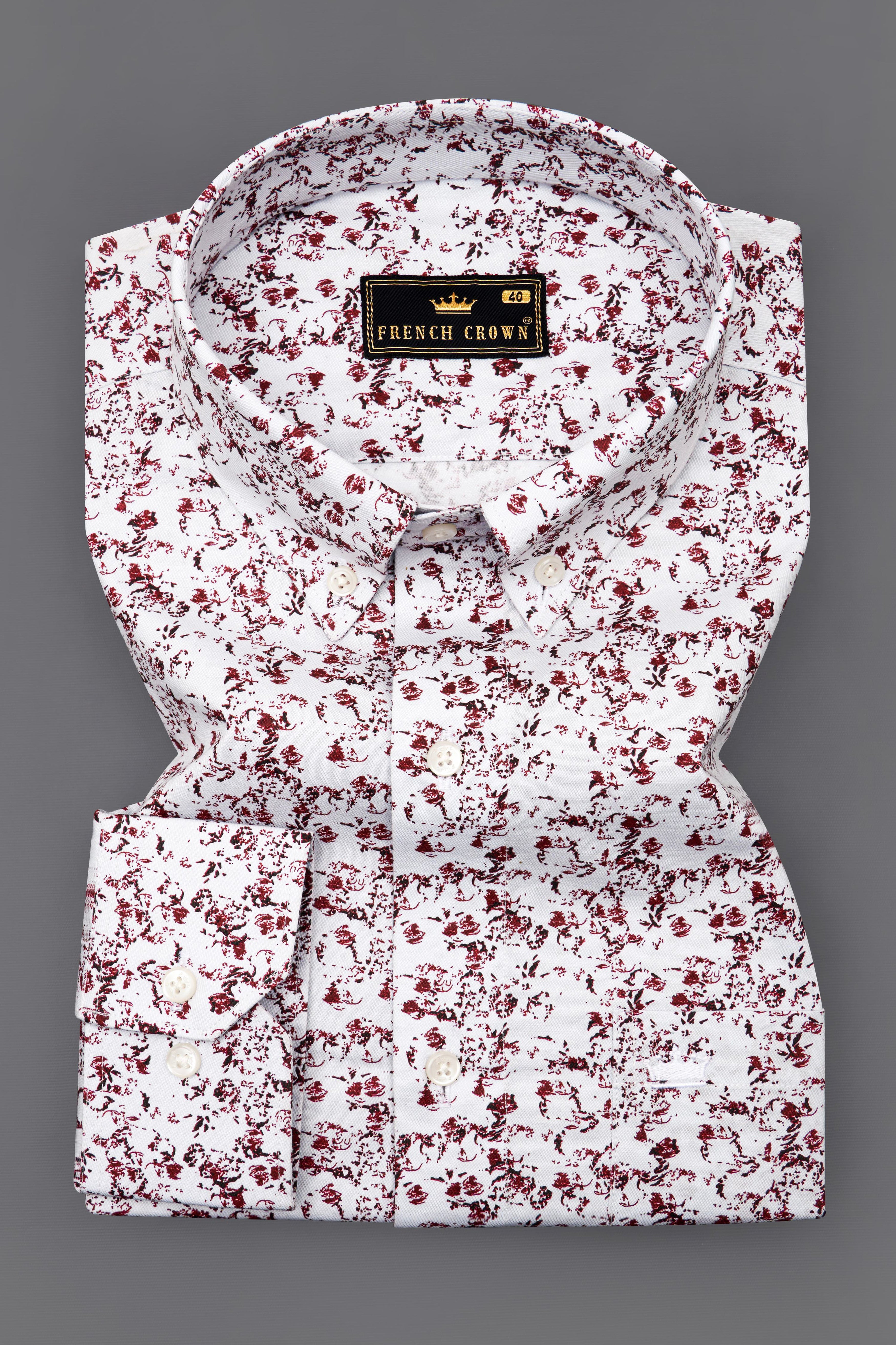 Gainsboro White Ditsy Printed Royal Oxford Shirt