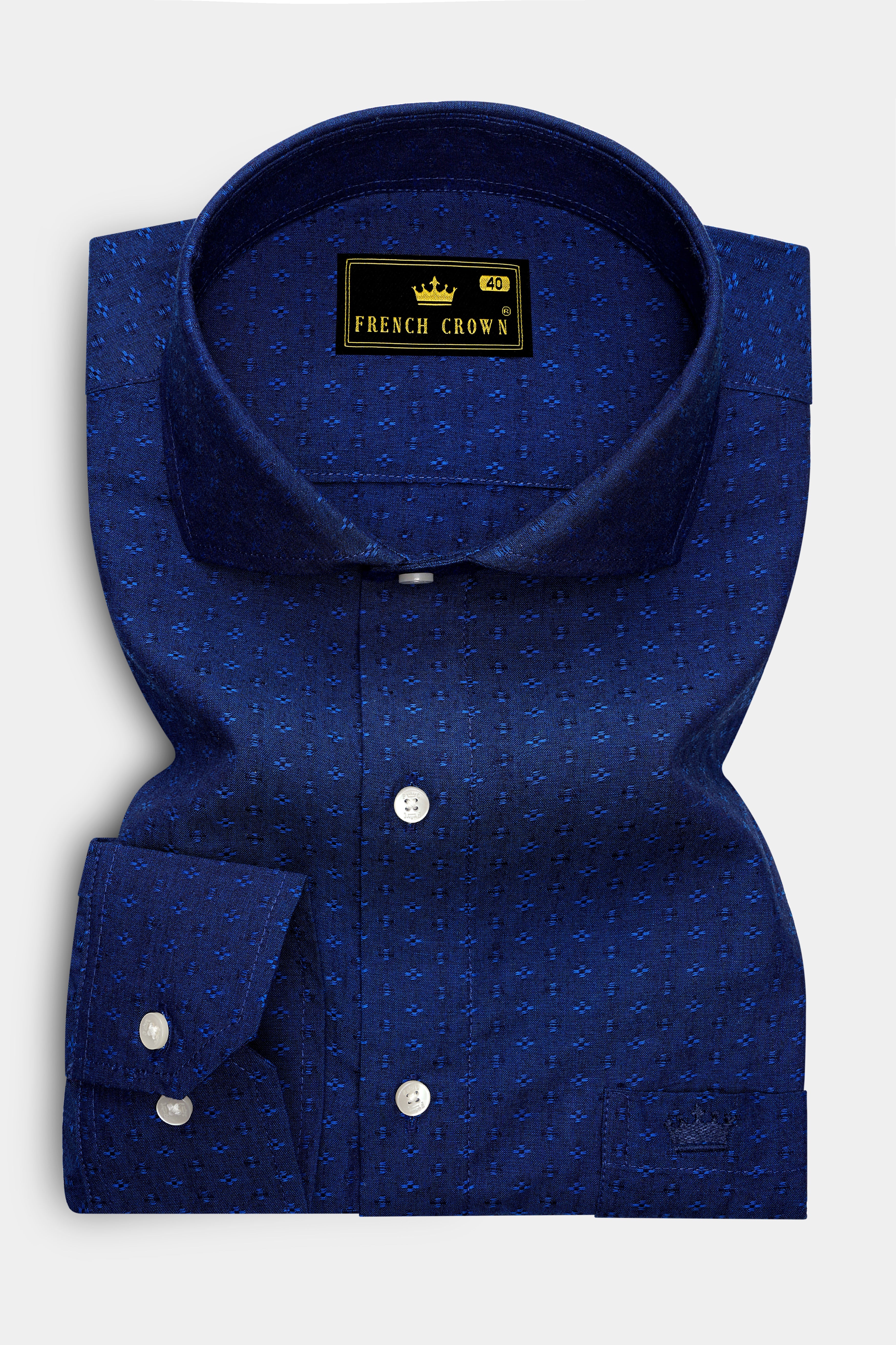 Blue Dobby Textured Premium Giza Cotton Shirt