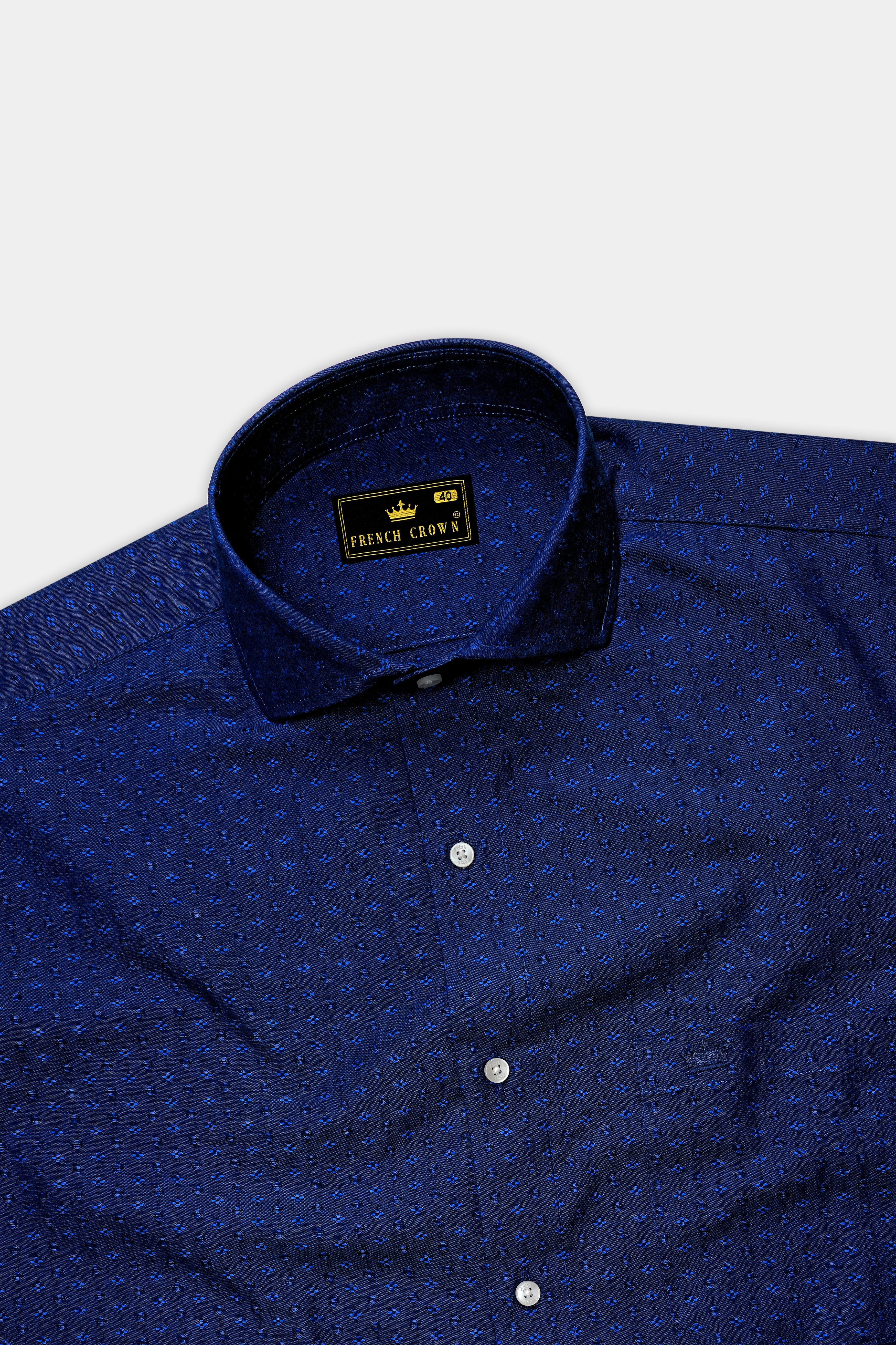 Blue Dobby Textured Premium Giza Cotton Shirt