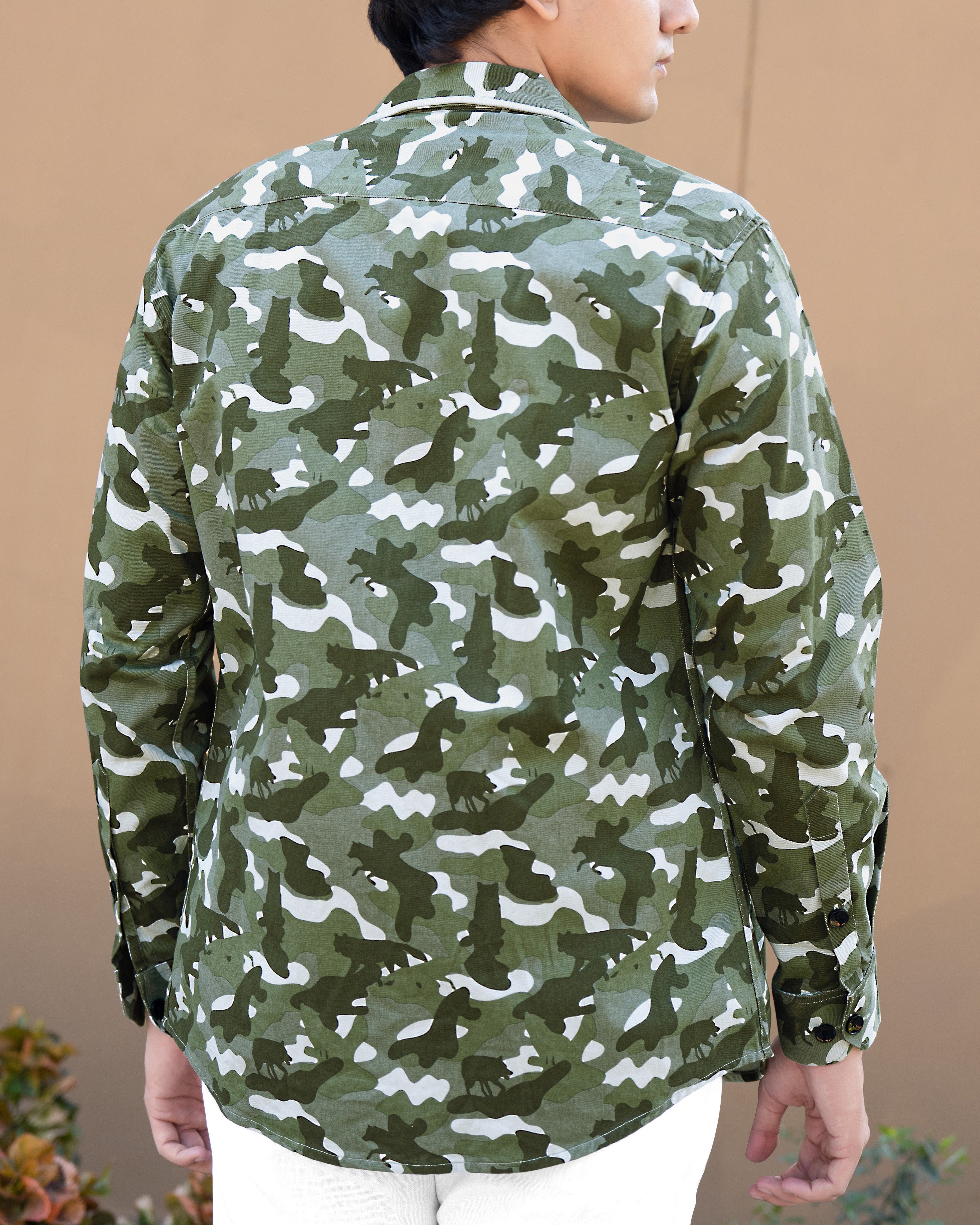 Oyster with Cactus Green Camouflage Royal Oxford Jacket