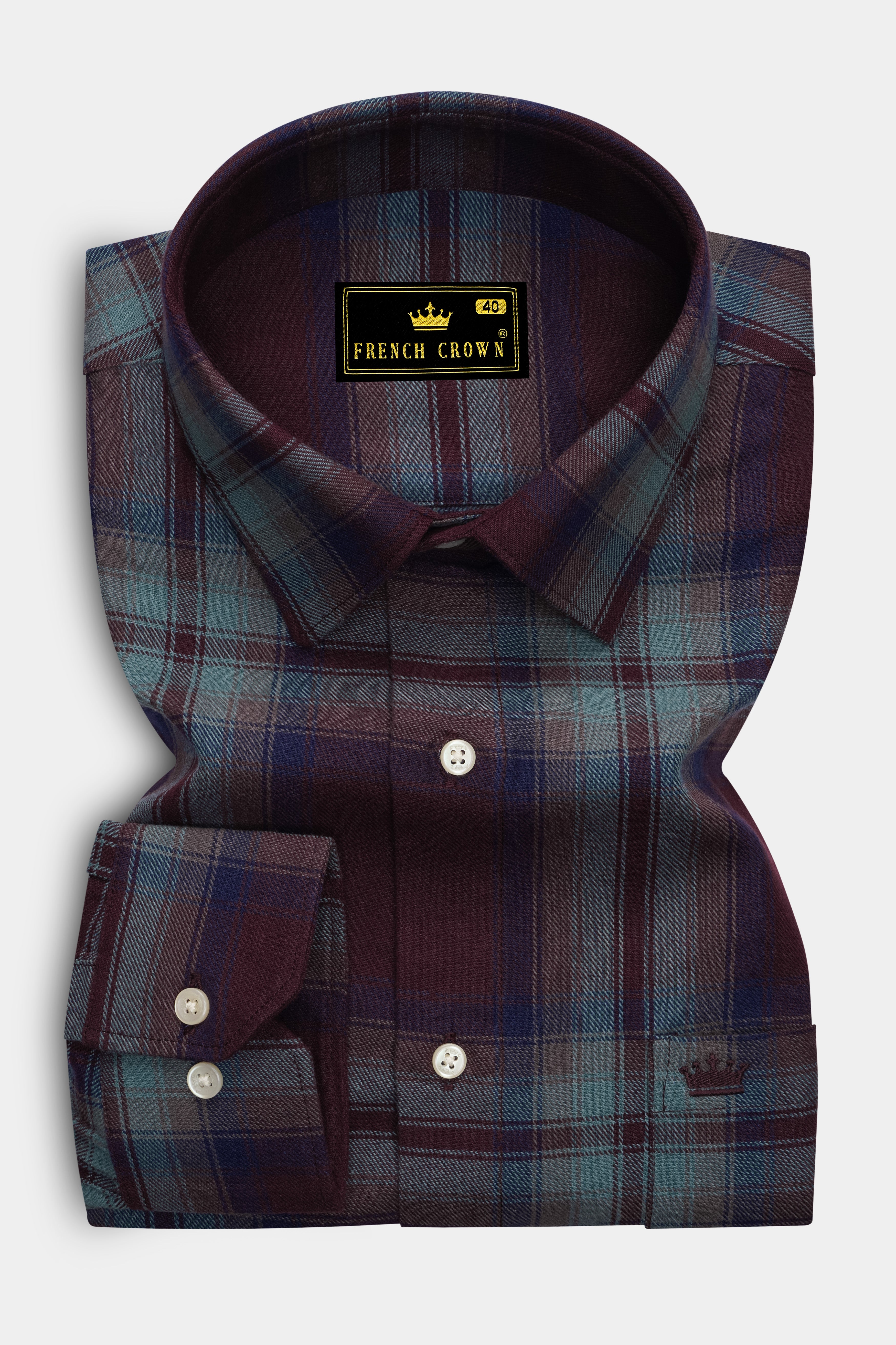 Matterhorn Brown with CloudBurst Blue Twill Premium Cotton Shirt