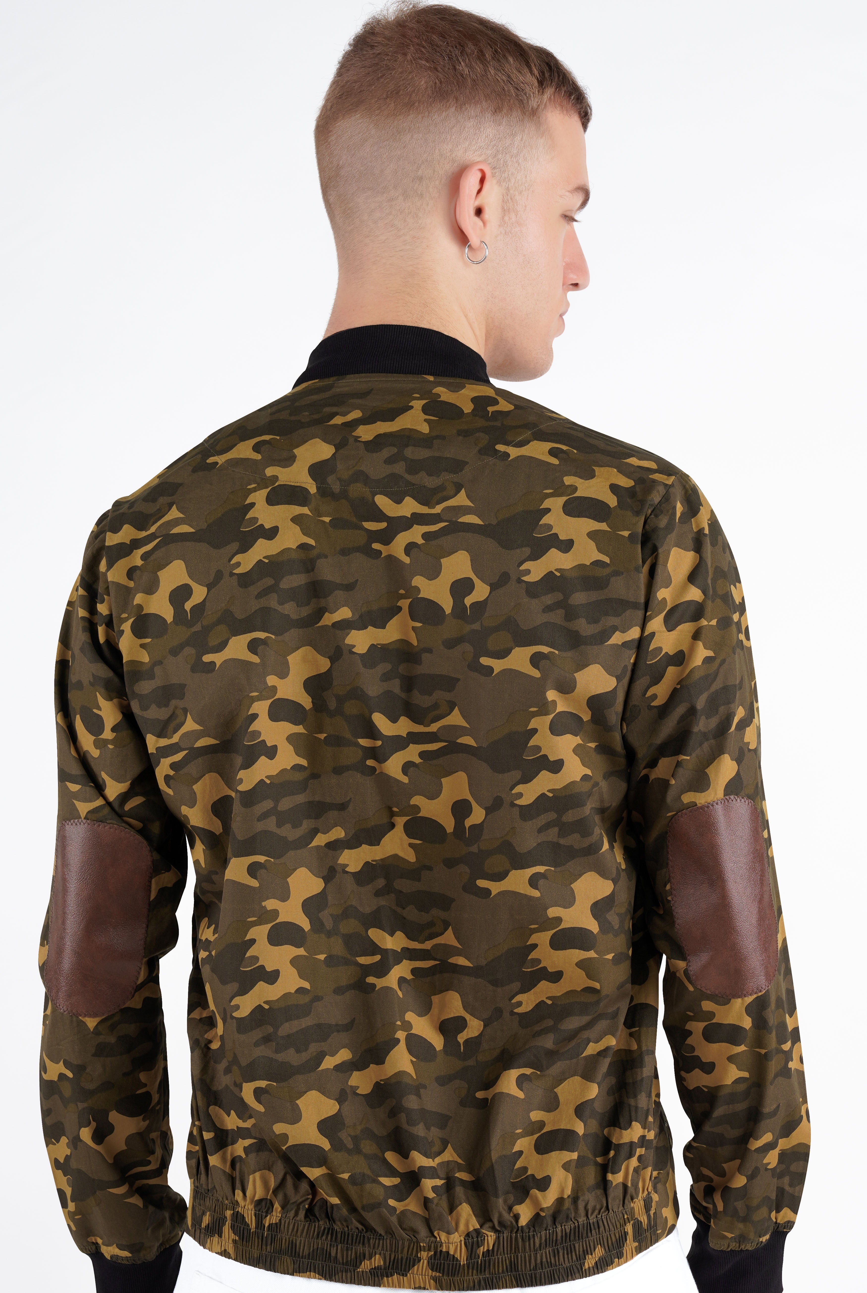 Birch Brown with Millbrook Green Camouflage Patchwork Royal Oxford Bomber Jacket