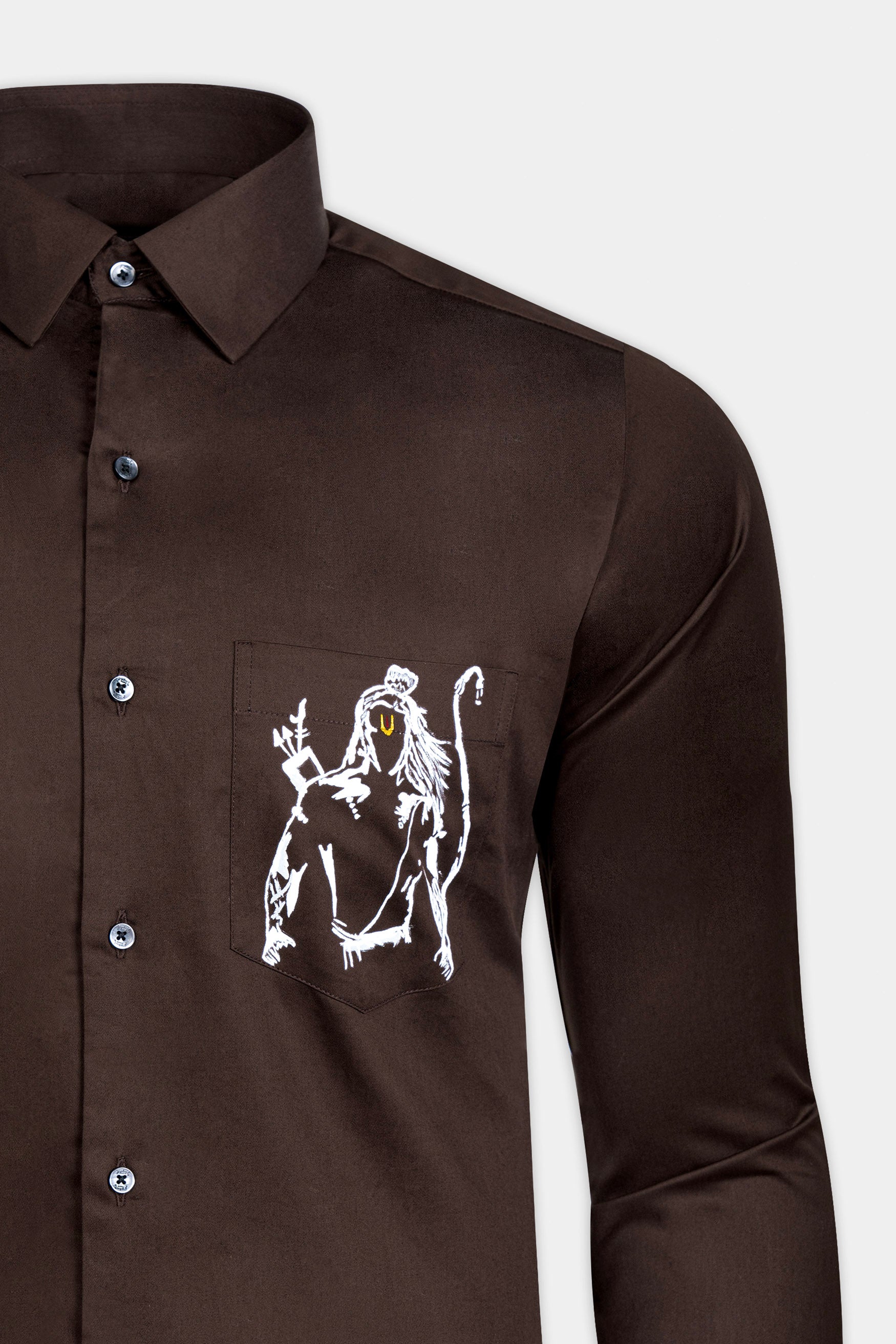 Acadia Brown Lord Ram Hand Painted Subtle Sheen Super Soft Premium Cotton Designer Shirt