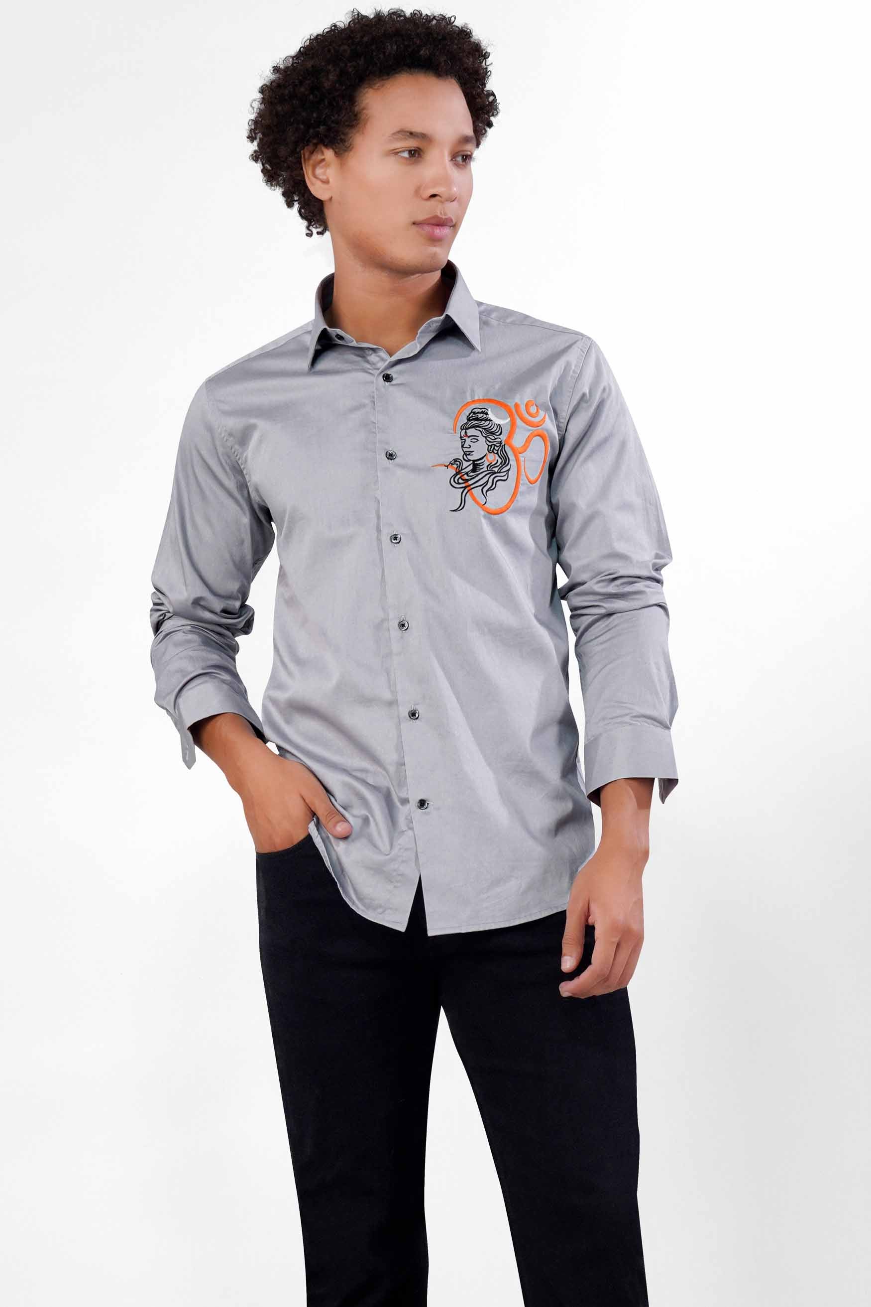 Quartz Gray Lord Shiva Embroidered Super Soft Premium Cotton Designer Shirt 8845-BLK-E190-38, 8845-BLK-E190-H-38, 8845-BLK-E190-39, 8845-BLK-E190-H-39, 8845-BLK-E190-40, 8845-BLK-E190-H-40, 8845-BLK-E190-42, 8845-BLK-E190-H-42, 8845-BLK-E190-44, 8845-BLK-E190-H-44, 8845-BLK-E190-46, 8845-BLK-E190-H-46, 8845-BLK-E190-48, 8845-BLK-E190-H-48, 8845-BLK-E190-50, 8845-BLK-E190-H-50, 8845-BLK-E190-52, 8845-BLK-E190-H-52