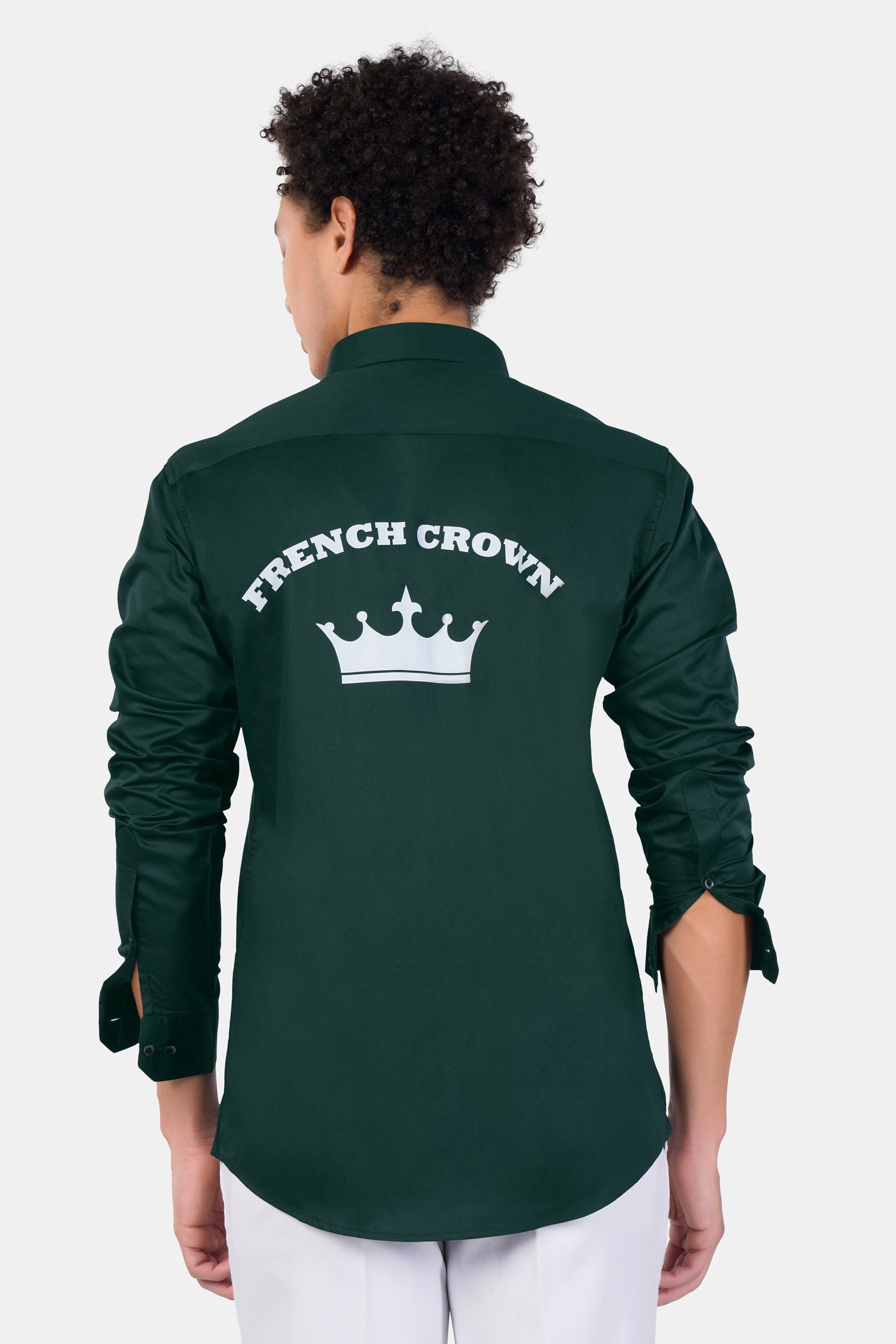Burnham Green French Crown Printed Subtle Sheen Super Soft Premium Cotton Designer Shirt