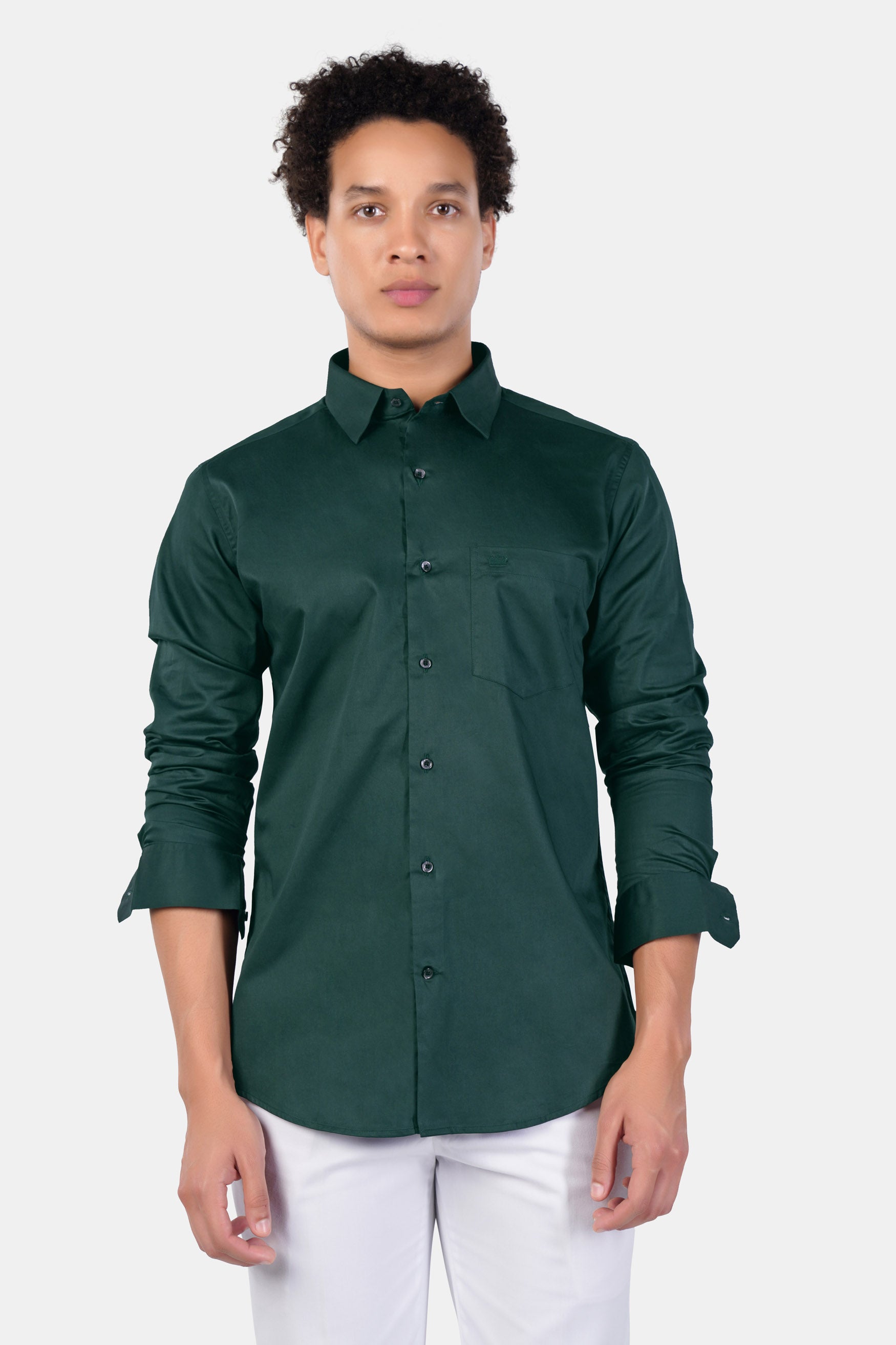 Burnham Green French Crown Printed Subtle Sheen Super Soft Premium Cotton Designer Shirt