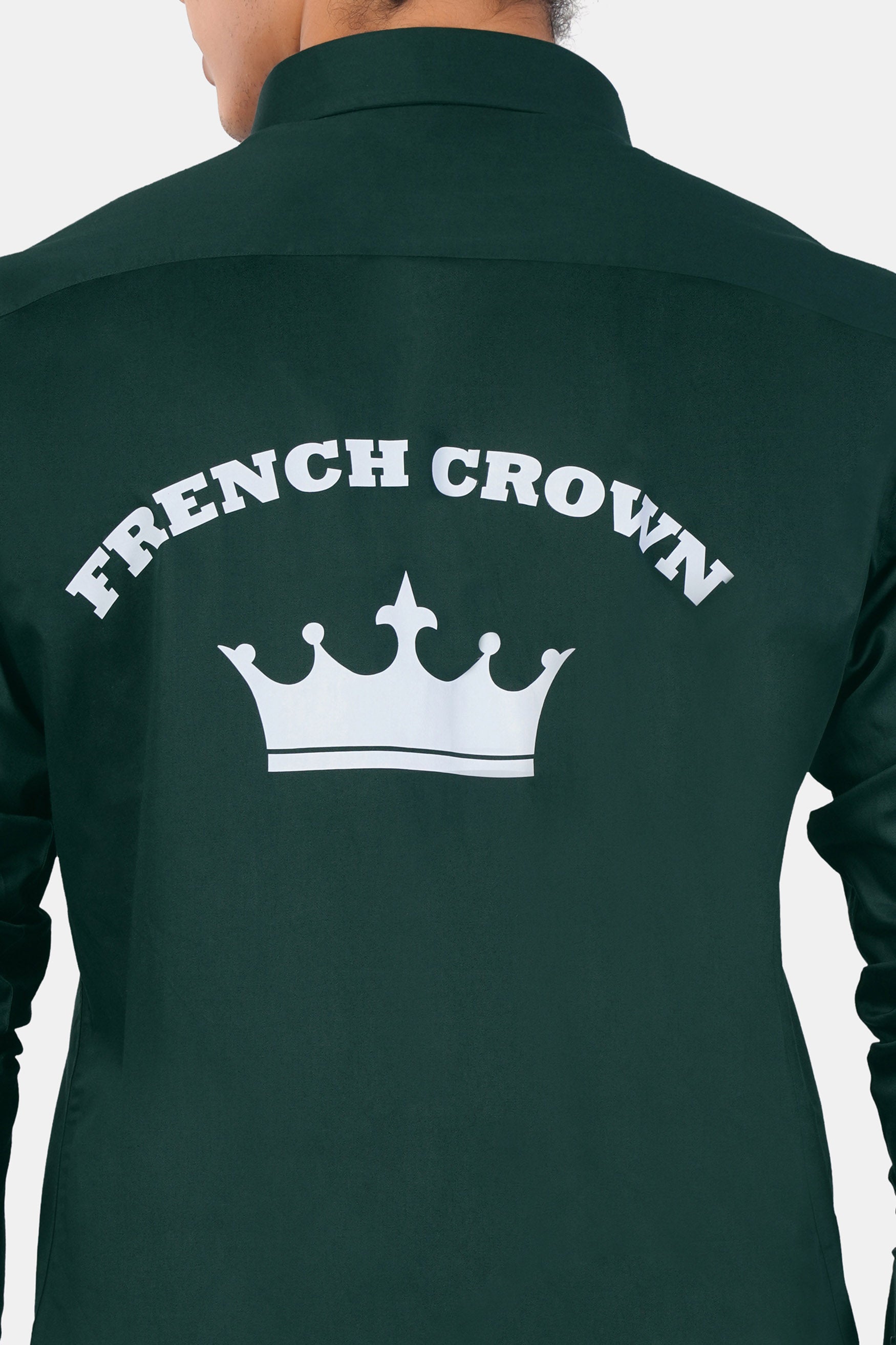 Burnham Green French Crown Printed Subtle Sheen Super Soft Premium Cotton Designer Shirt