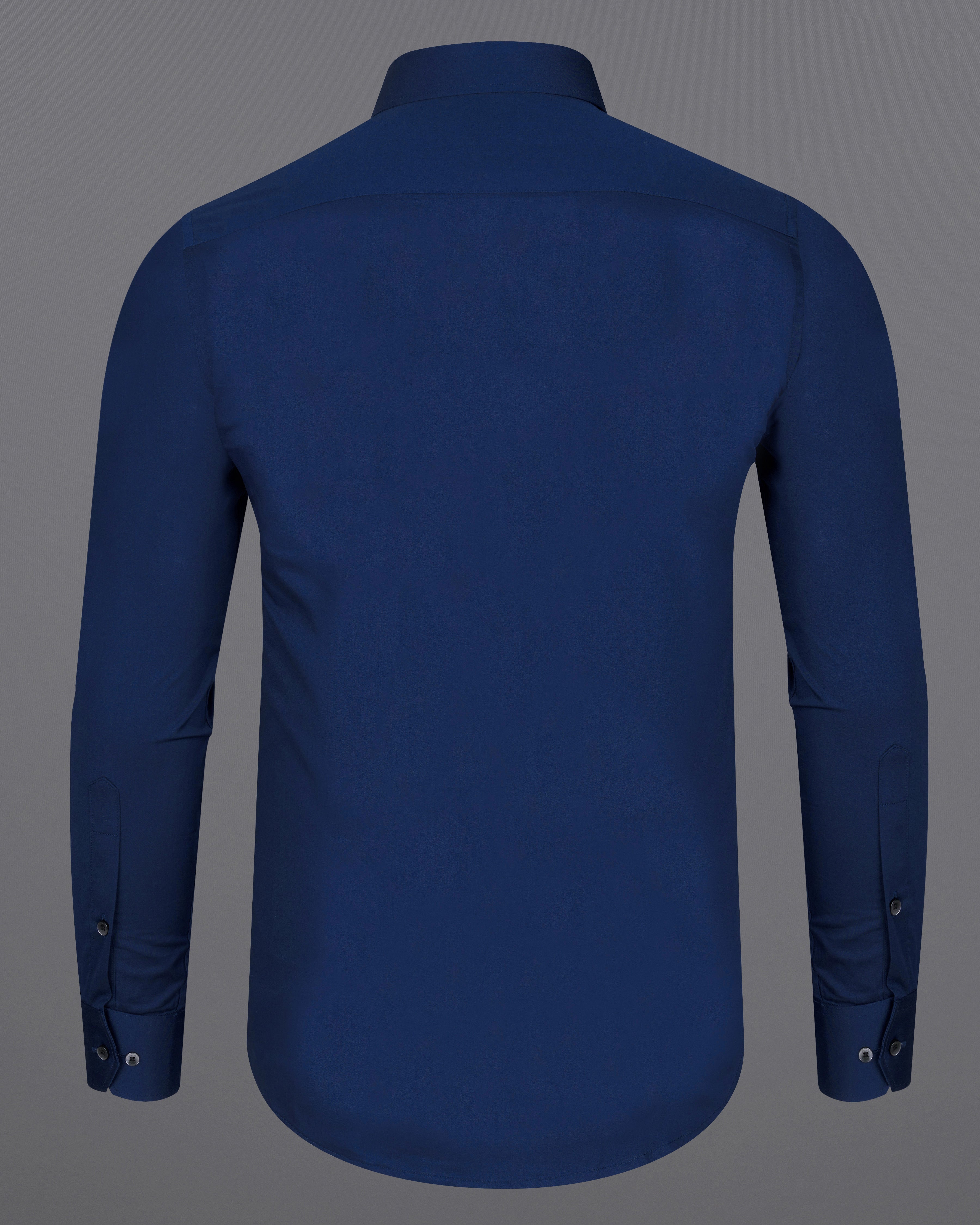 Cloud Burst Blue Subtle Sheen Snake Pleated Super Soft Premium Cotton Tuxedo Shirt
