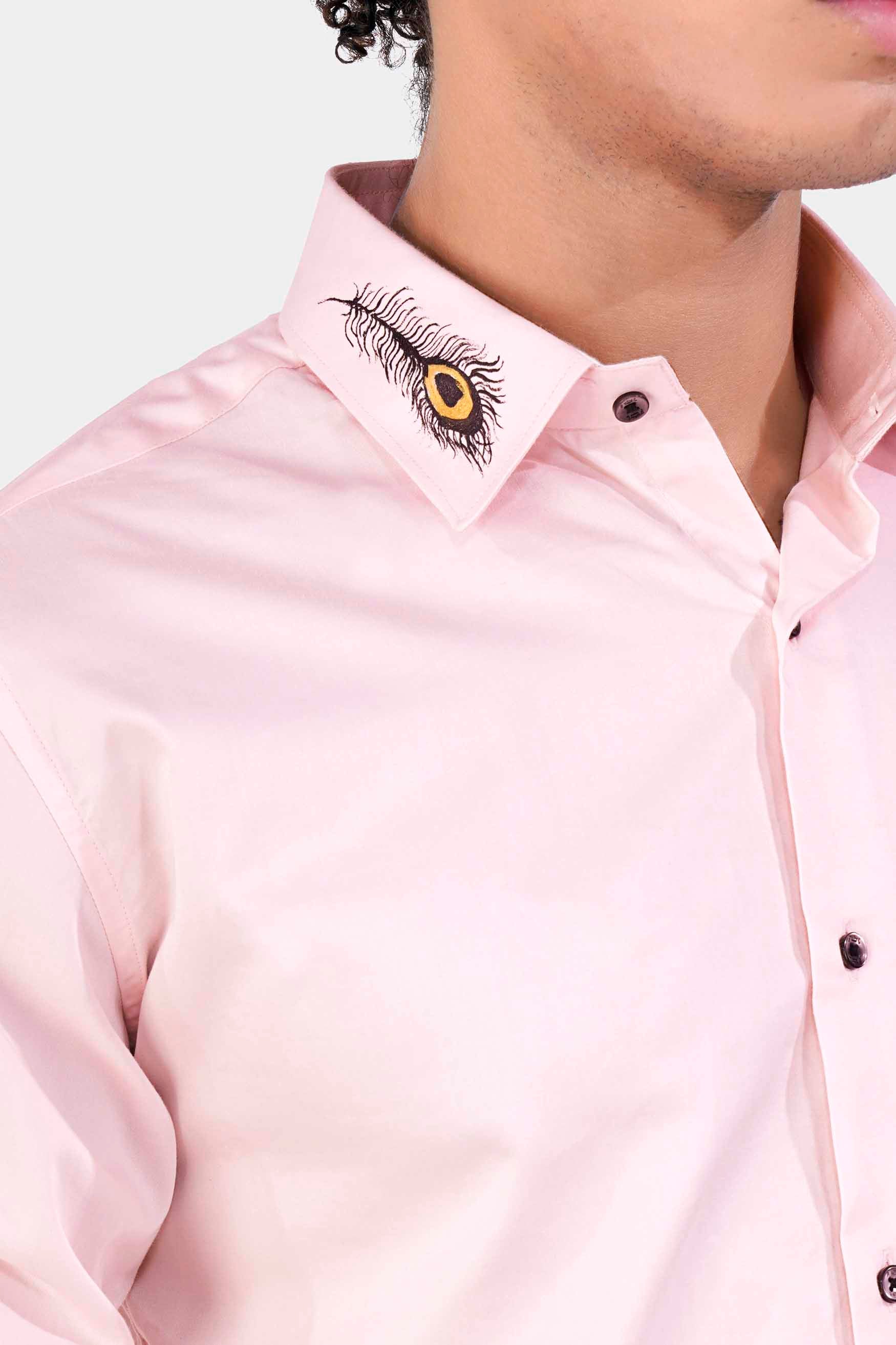 Schauss Pink Feather Hand Painted Subtle Sheen Super Soft Premium Cotton Designer Shirt 8877-BLK-ART-38, 8877-BLK-ART-H-38, 8877-BLK-ART-39, 8877-BLK-ART-H-39, 8877-BLK-ART-40, 8877-BLK-ART-H-40, 8877-BLK-ART-42, 8877-BLK-ART-H-42, 8877-BLK-ART-44, 8877-BLK-ART-H-44, 8877-BLK-ART-46, 8877-BLK-ART-H-46, 8877-BLK-ART-48, 8877-BLK-ART-H-48, 8877-BLK-ART-50, 8877-BLK-ART-H-50, 8877-BLK-ART-52, 8877-BLK-ART-H-52