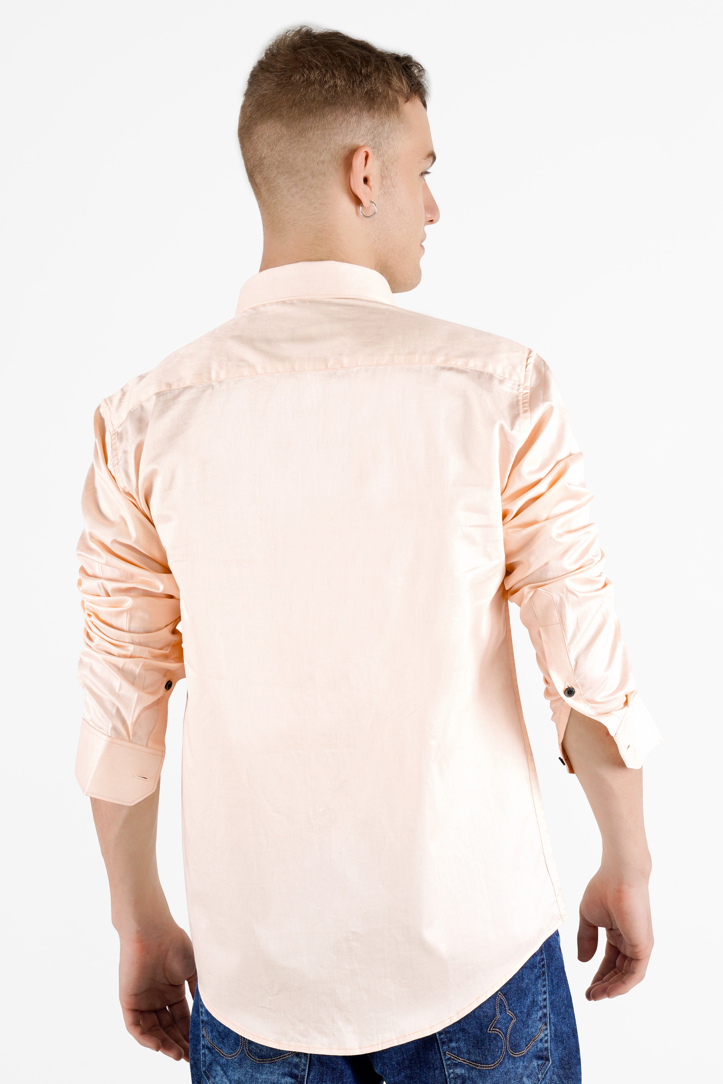 Gainsboro Peach Subtle Sheen Super Soft Premium Cotton Shirt