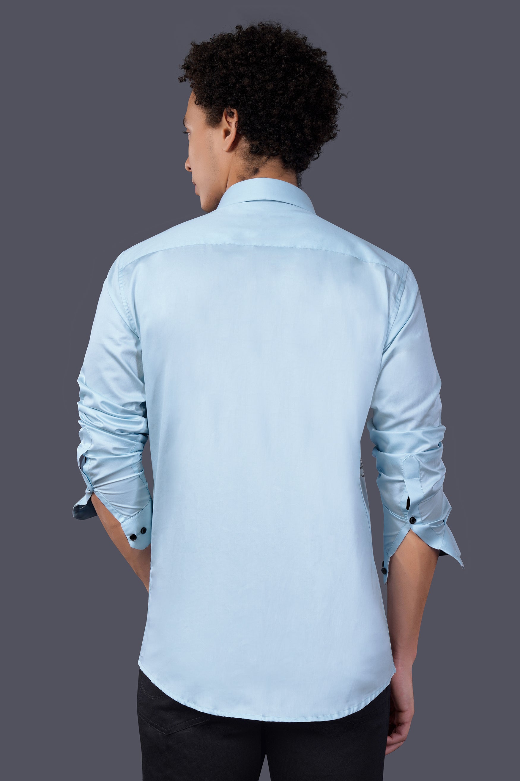Botticelli Blue Cool David of Michelangelo Printed Subtle Sheen Super Soft Premium Cotton Designer Shirt
