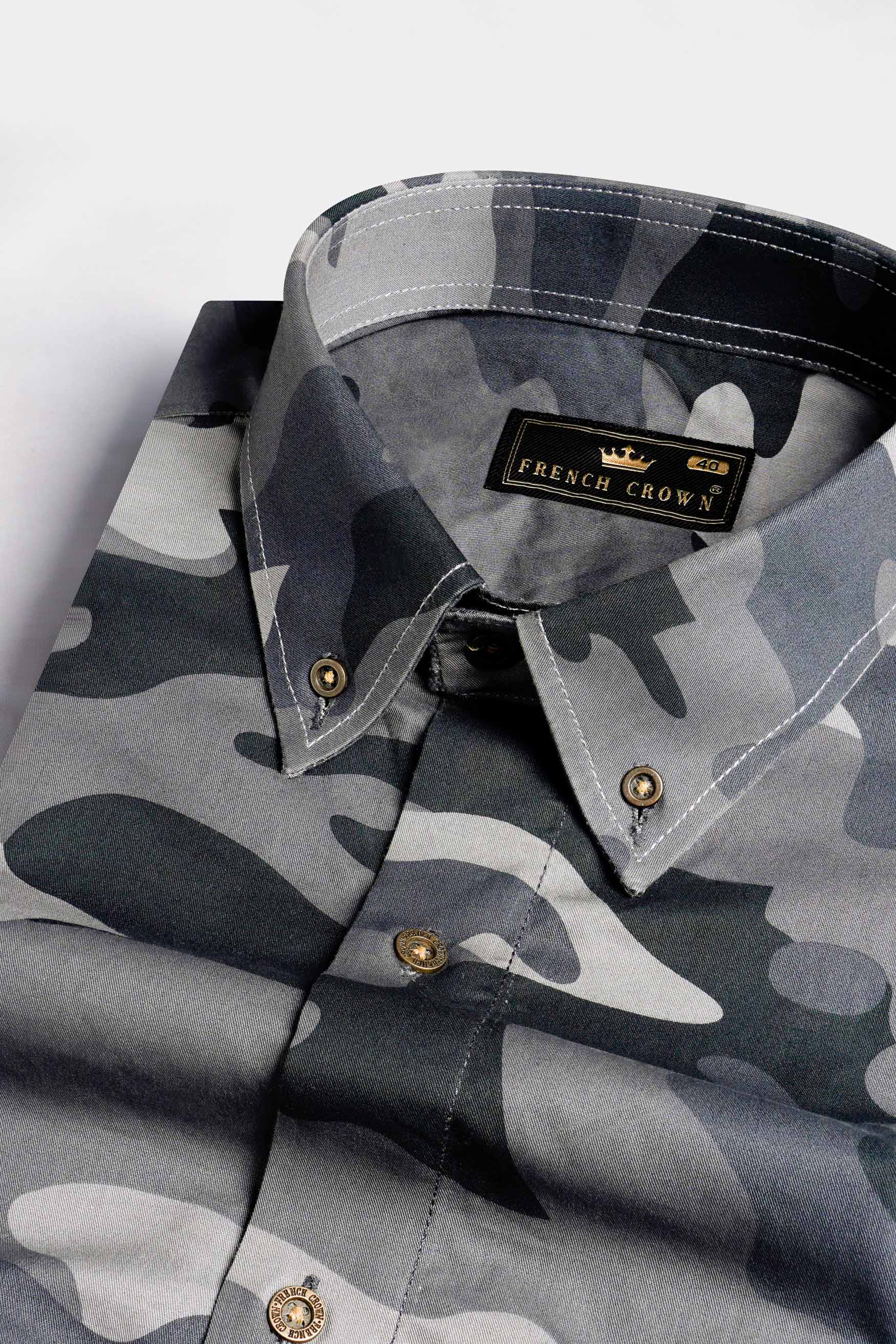 Ironside Gray and Cape Cod Gray Camouflage Printed Royal Oxford Designer Shirt 8892-BD-RPRT114-38, 8892-BD-RPRT114-H-38, 8892-BD-RPRT114-39, 8892-BD-RPRT114-H-39, 8892-BD-RPRT114-40, 8892-BD-RPRT114-H-40, 8892-BD-RPRT114-42, 8892-BD-RPRT114-H-42, 8892-BD-RPRT114-44, 8892-BD-RPRT114-H-44, 8892-BD-RPRT114-46, 8892-BD-RPRT114-H-46, 8892-BD-RPRT114-48, 8892-BD-RPRT114-H-48, 8892-BD-RPRT114-50, 8892-BD-RPRT114-H-50, 8892-BD-RPRT114-52, 8892-BD-RPRT114-H-52