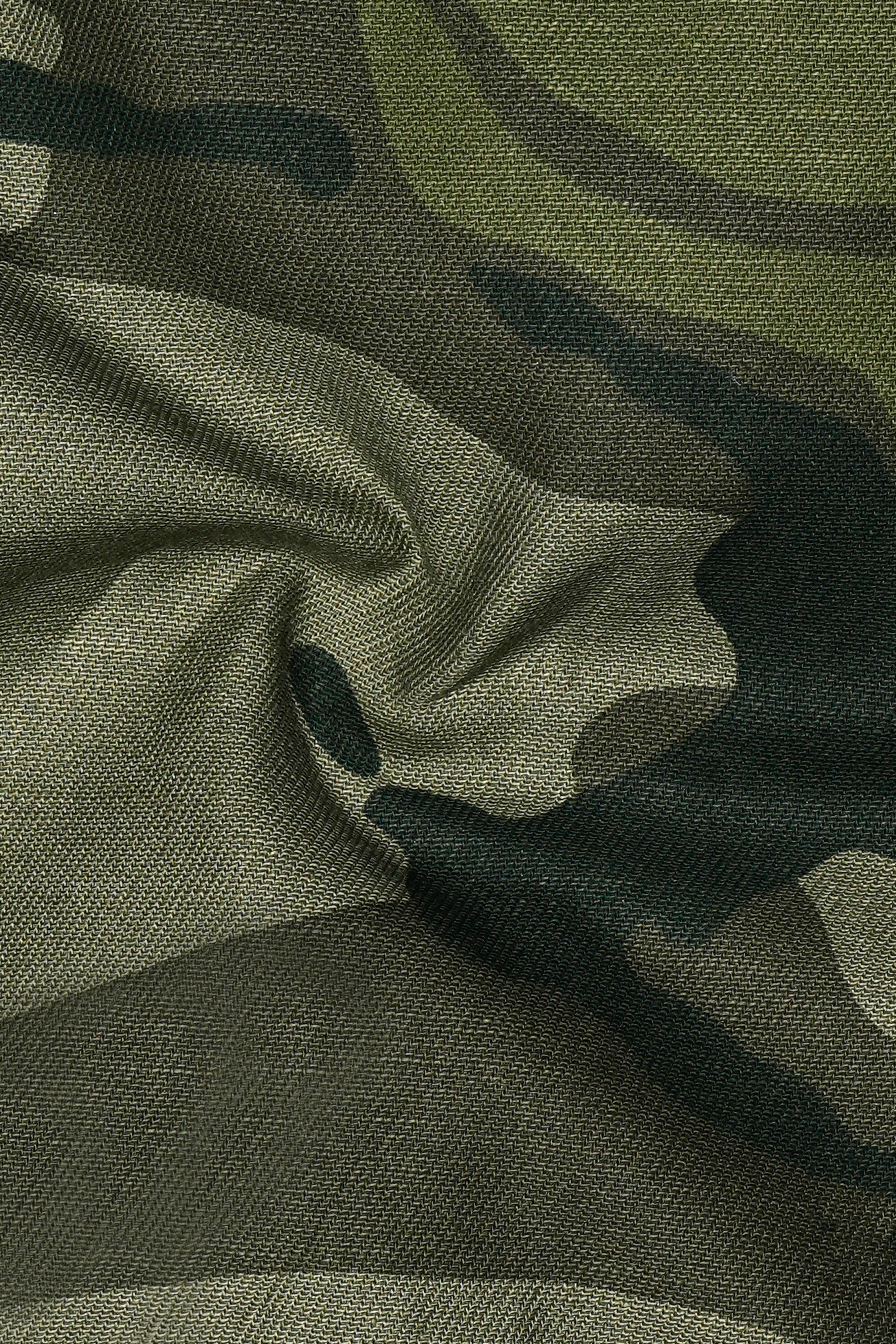 Fuscous Green with Birch Dark Green Camouflage Printed Royal Oxford Shirt
