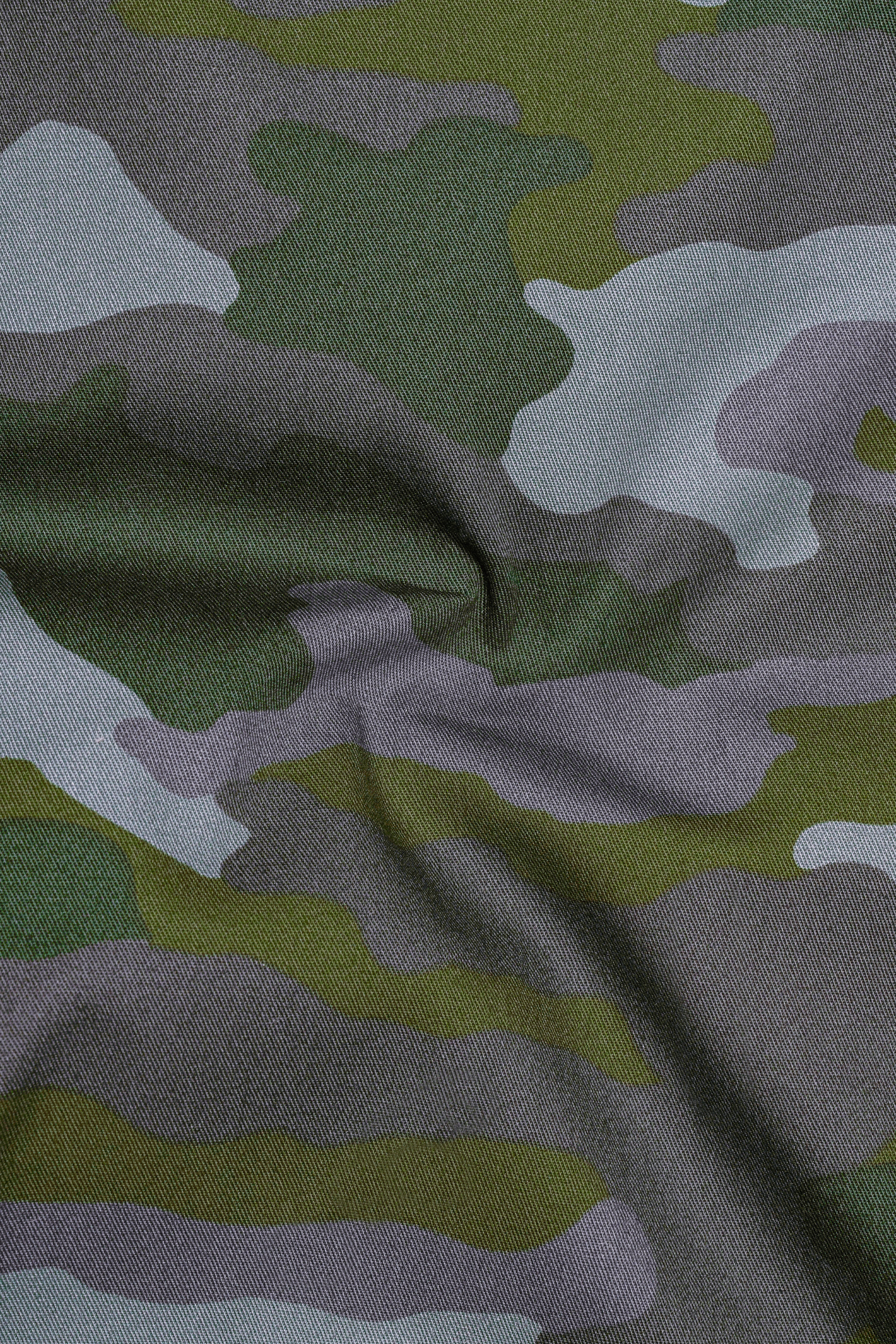 Gravel Gray with Hemlock Green Camouflage Printed Royal Oxford Shirt