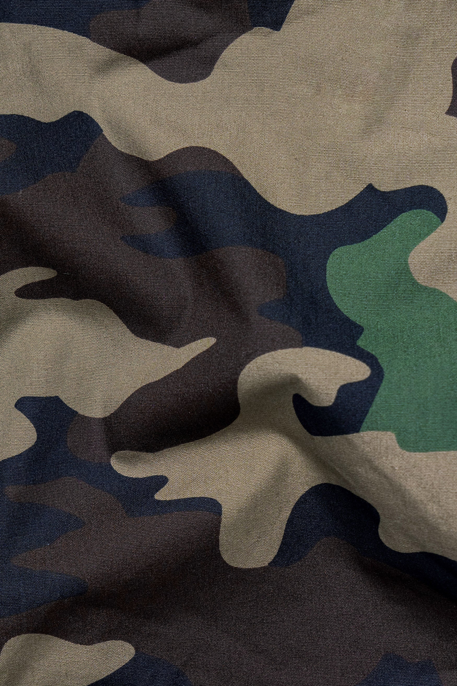 Bronco Brown and Ironside Green Camouflage with Special Forces Patchwork Royal Oxford Designer Shirt
