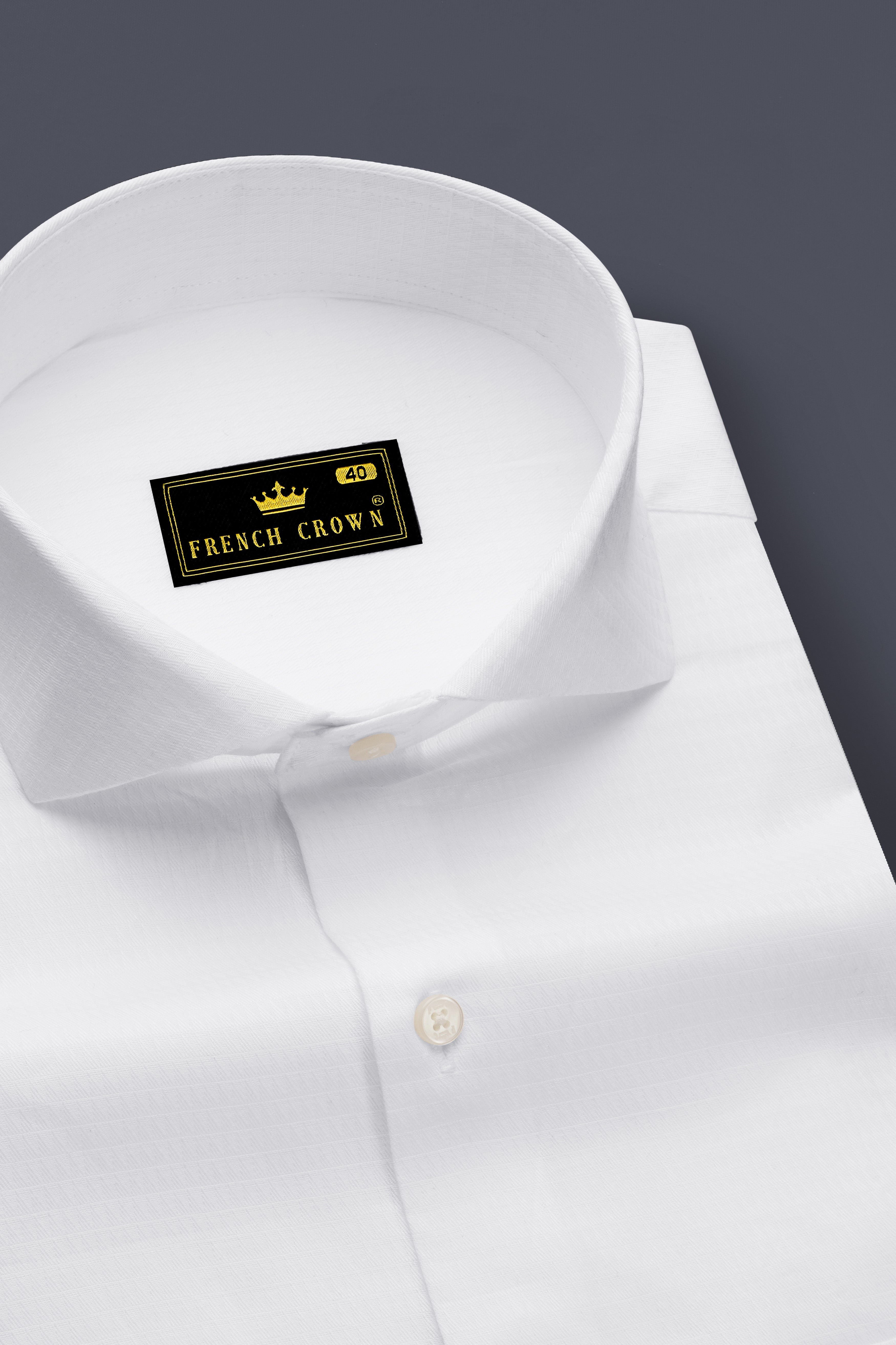 Bright White Dobby Textured Premium Giza Cotton Shirt