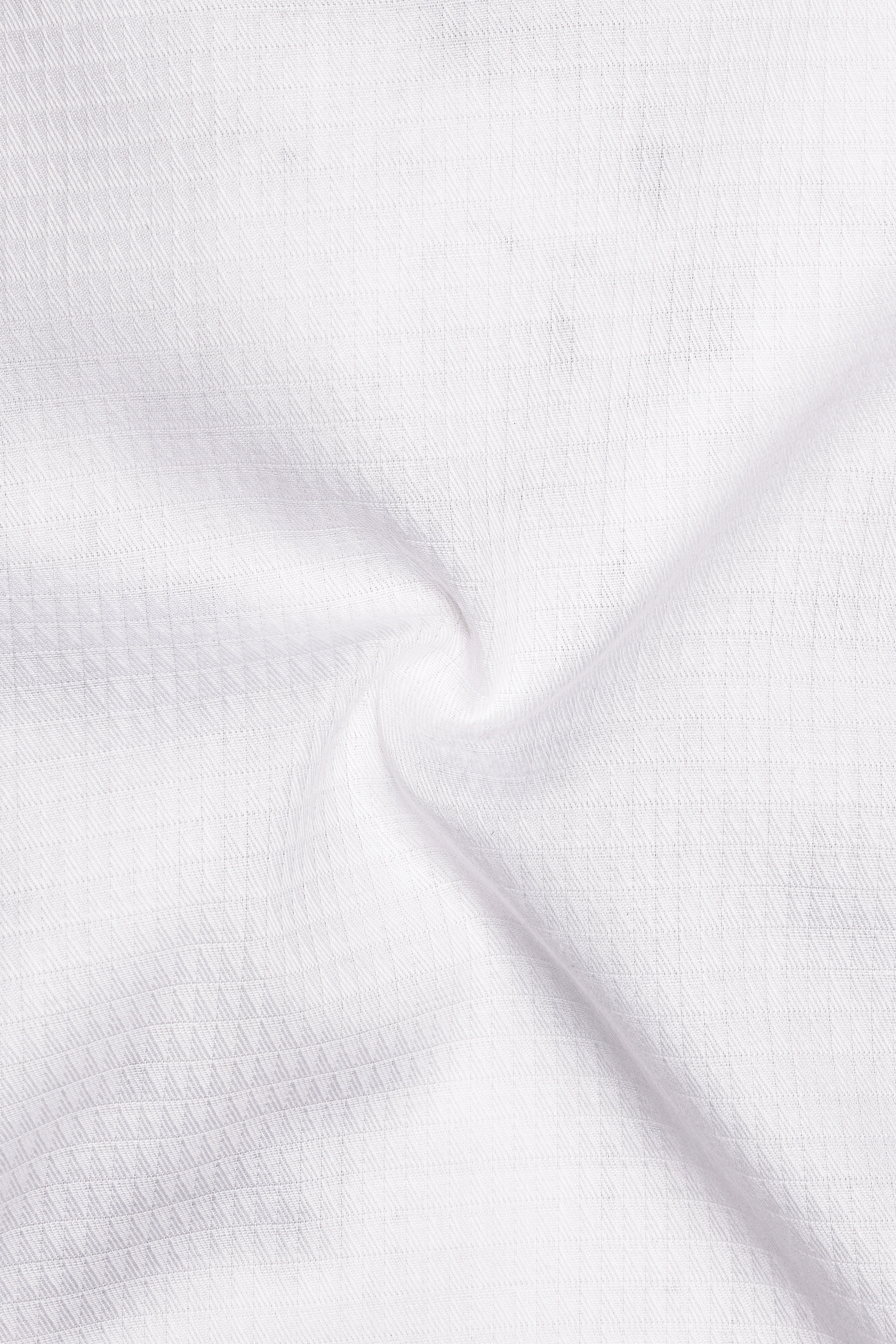 Bright White Dobby Textured Premium Giza Cotton Mandarin Collar Shirt