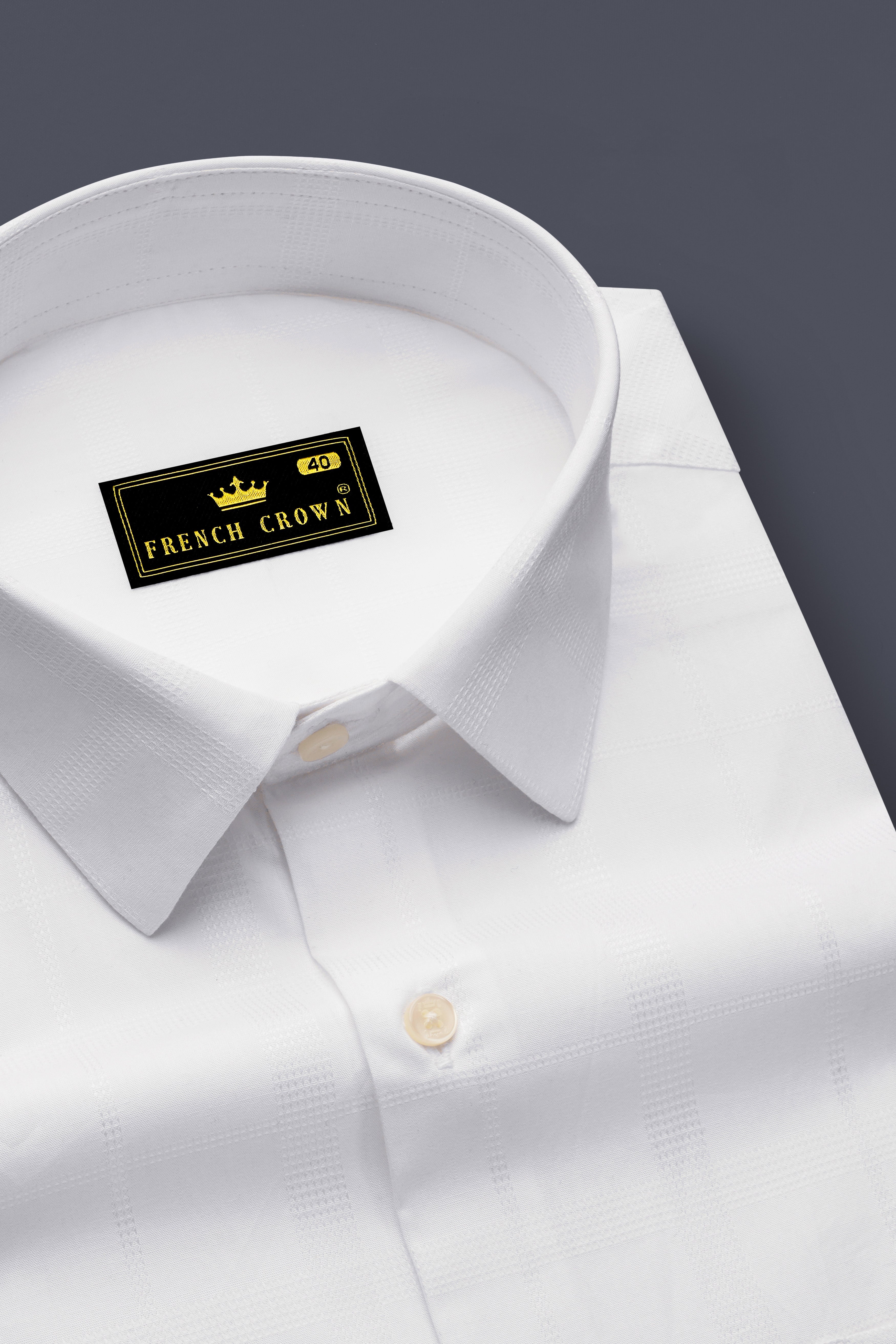 Bright White Dobby Textured Premium Giza Cotton Shirt