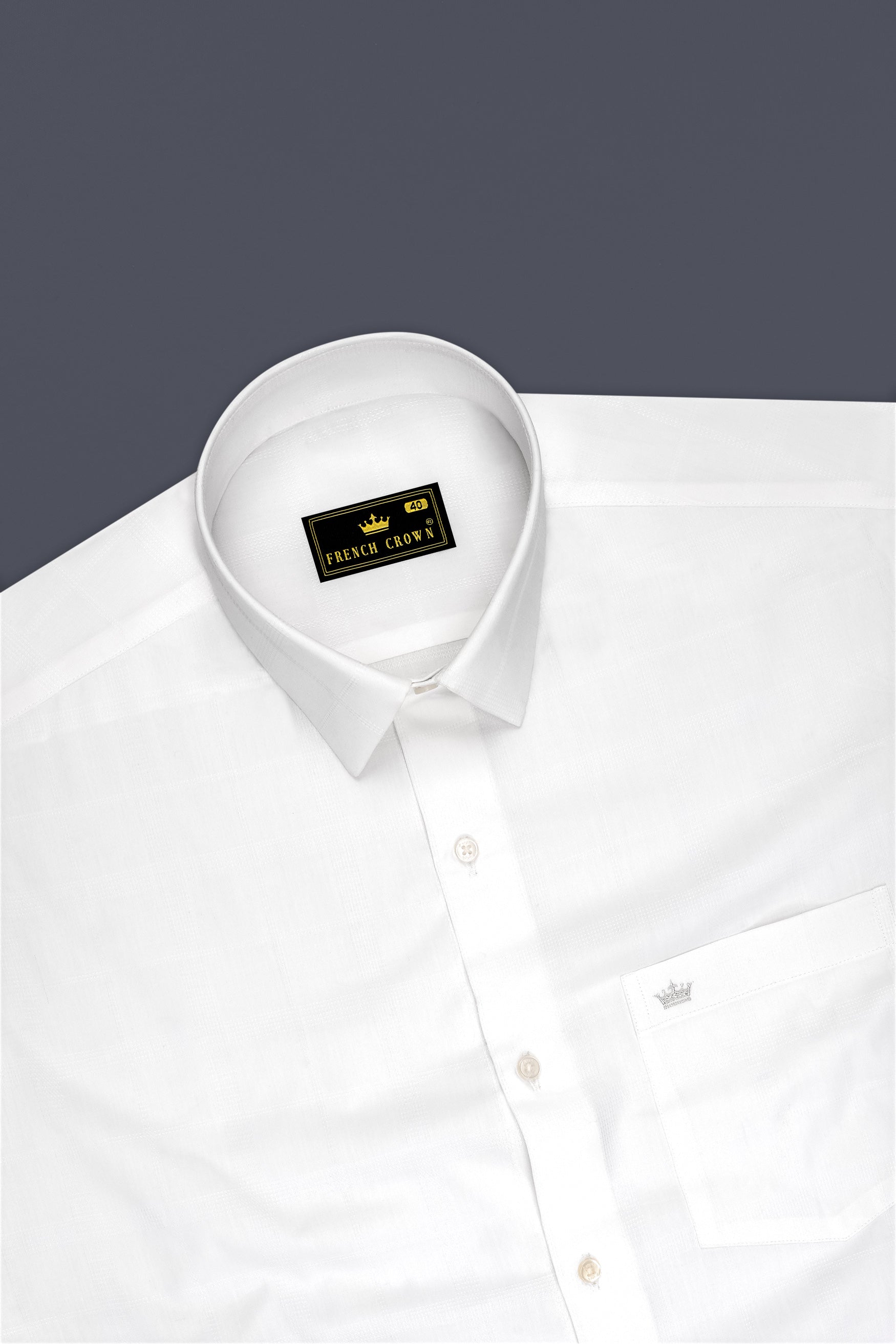 Bright White Dobby Textured Premium Giza Cotton Shirt