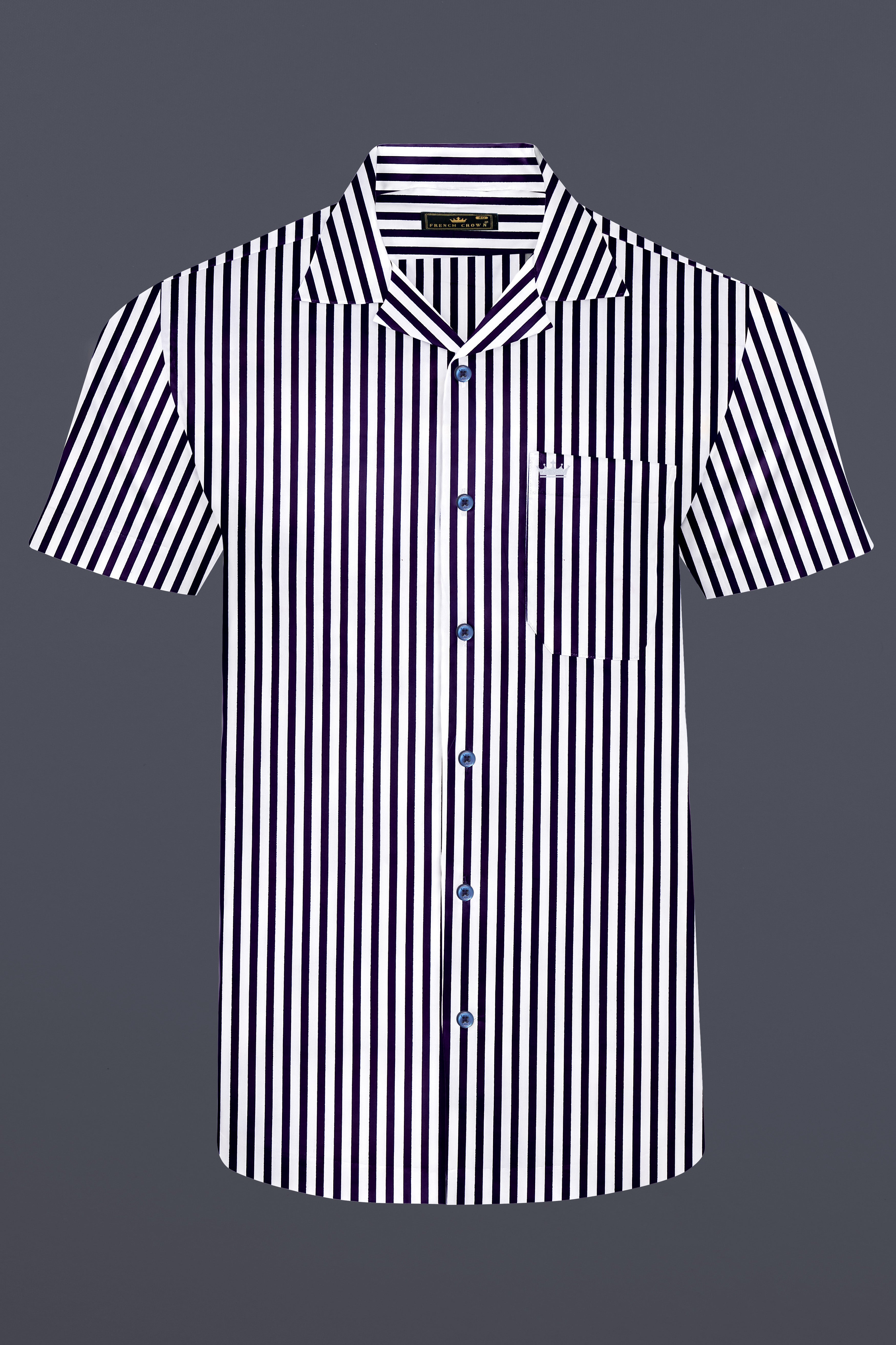 Bright White with Mirage Purple Striped Premium Cotton Shirt