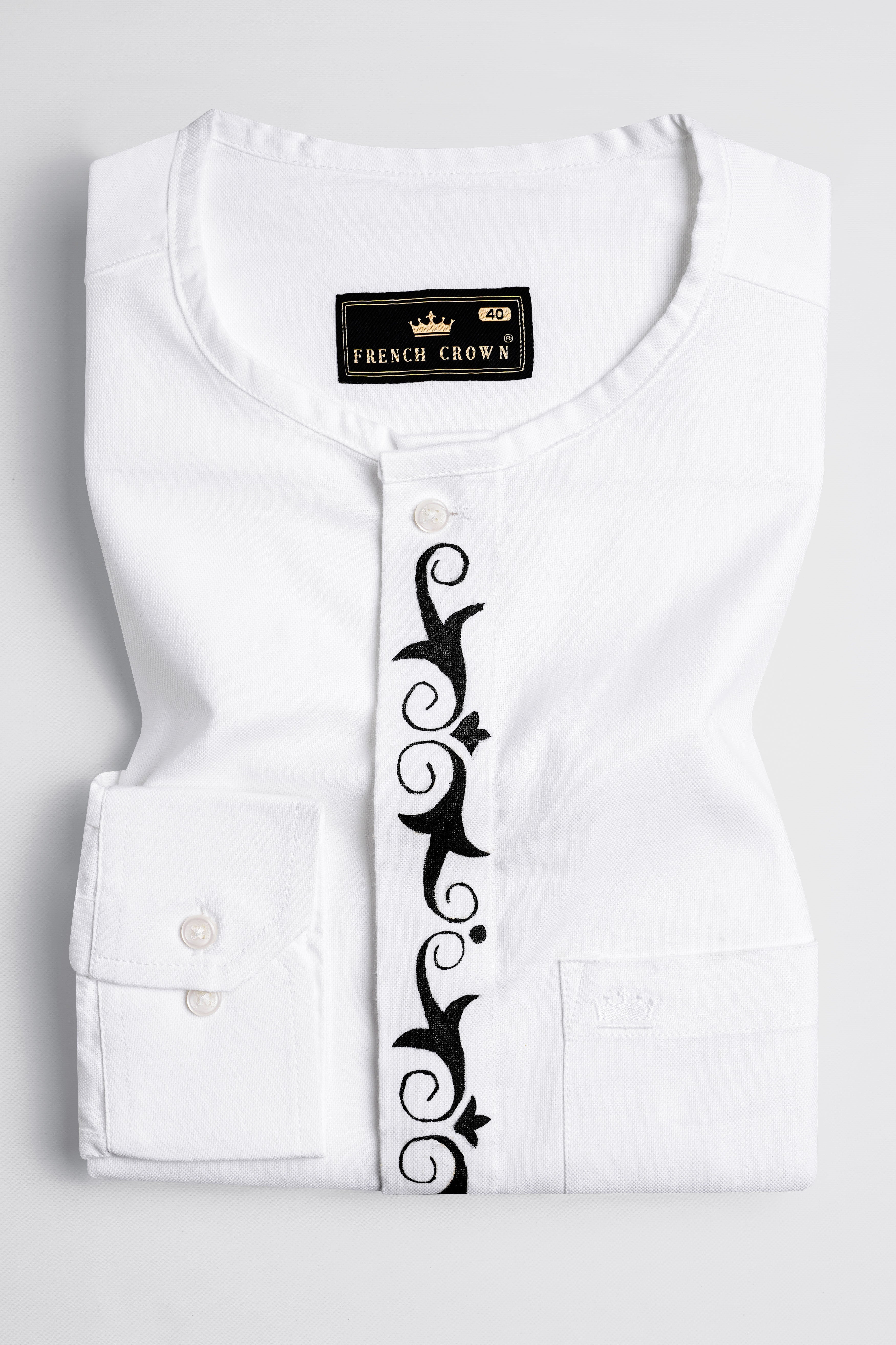 Bright White Hand Painted Royal Oxford Designer Shirt