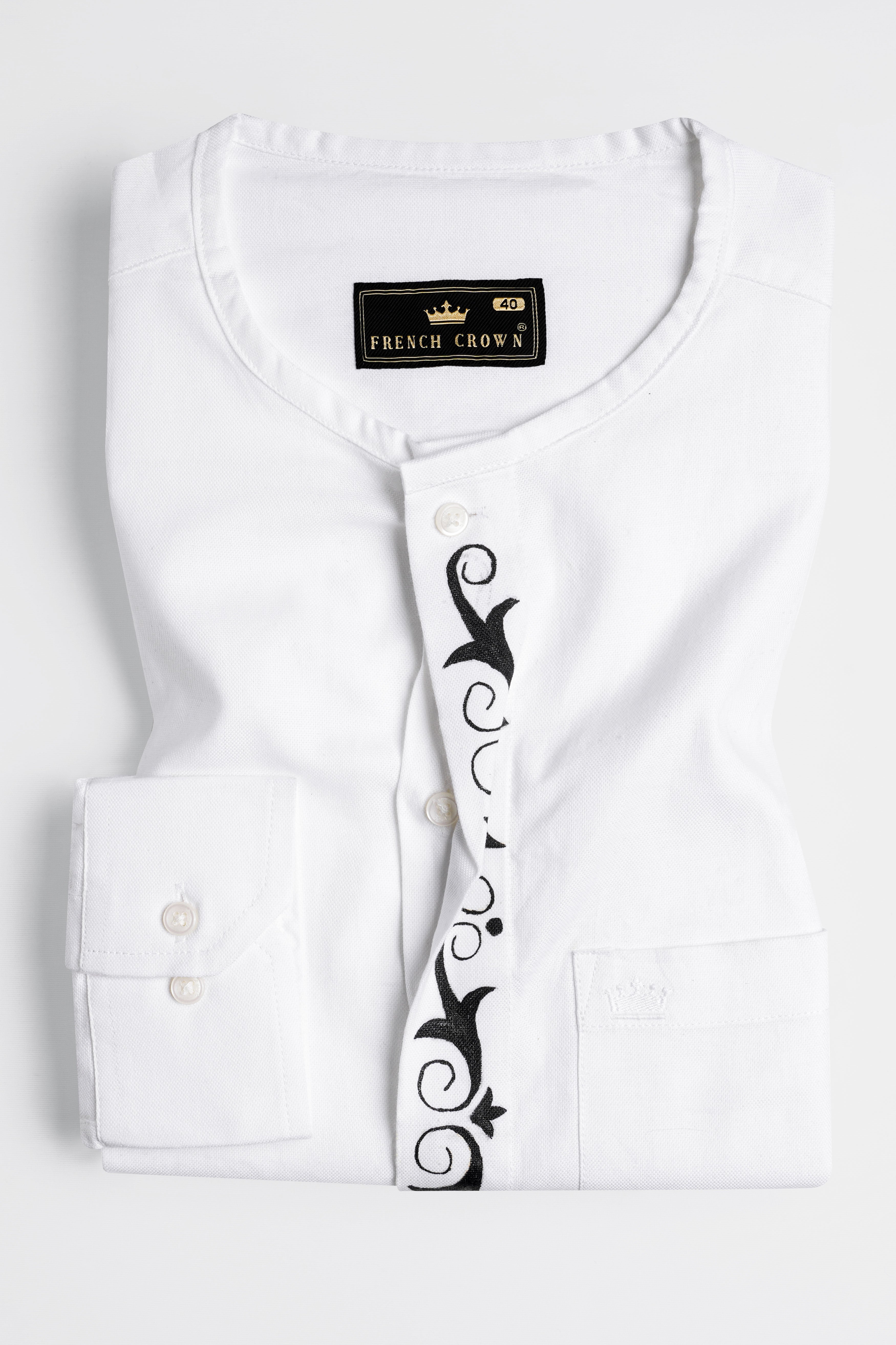 Bright White Hand Painted Royal Oxford Designer Shirt