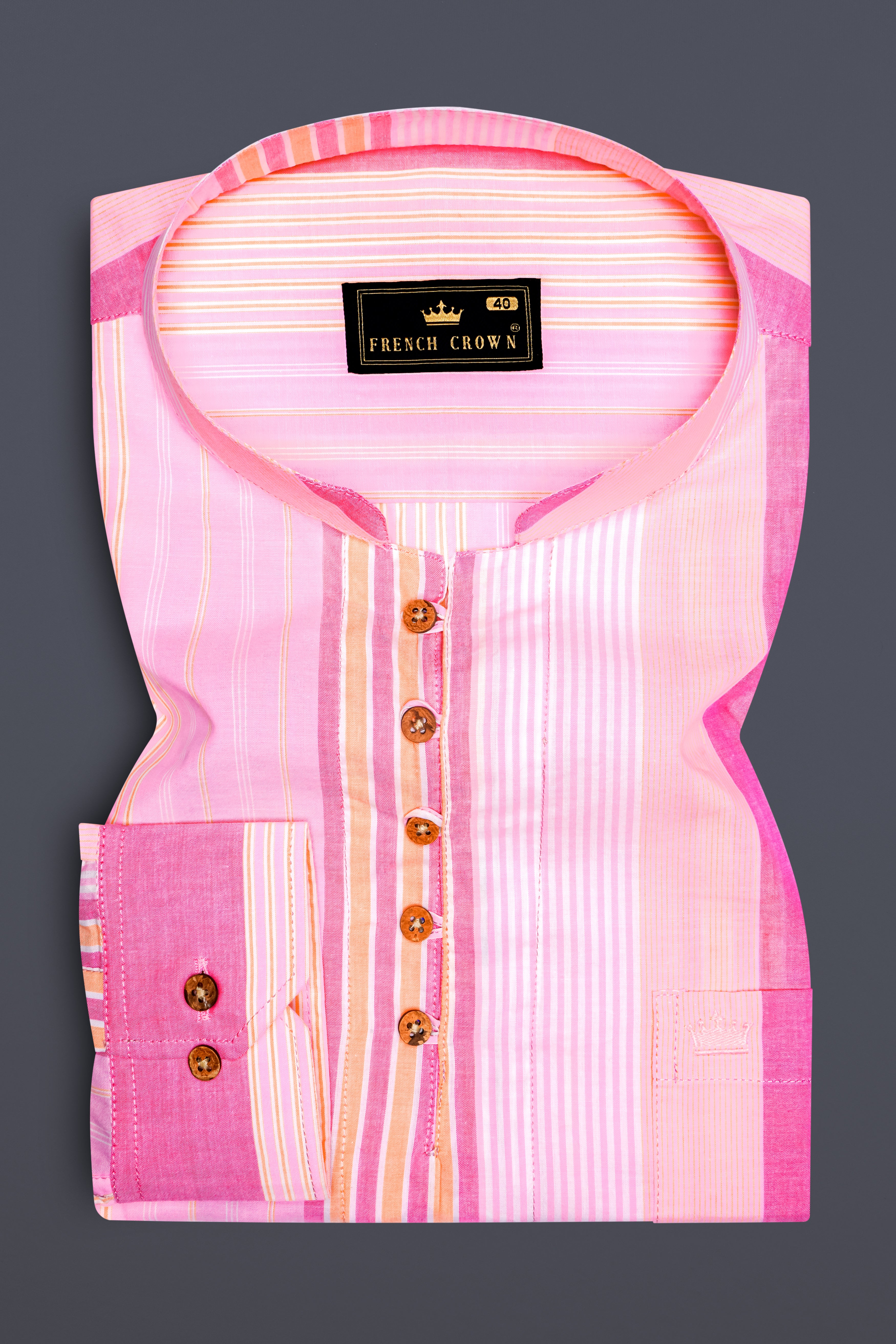 Carissma and Classic Pink Striped Premium Cotton Kurta Shirt