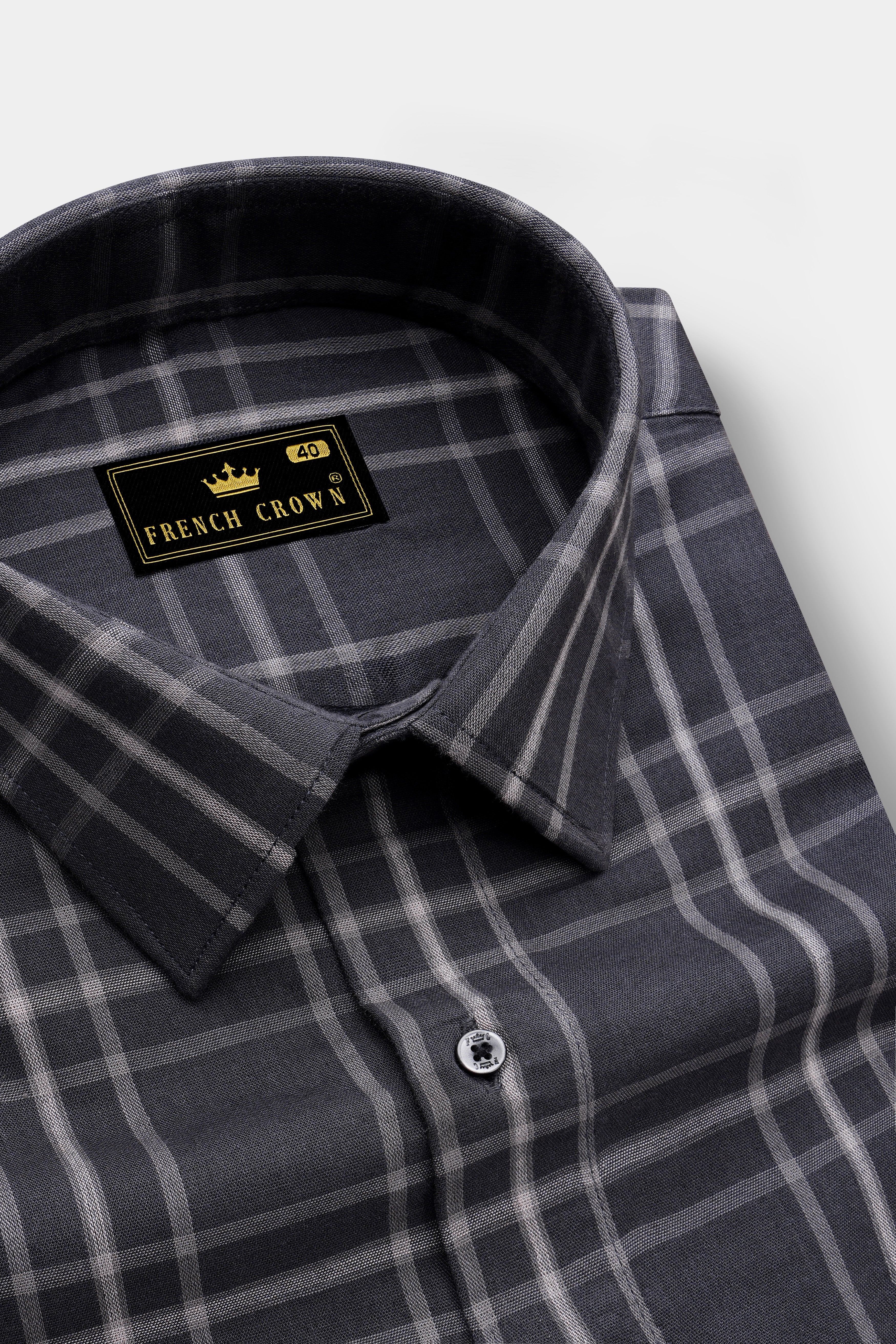 Jade Black with Maverick Pink Twill Windowpane Premium Cotton Shirt