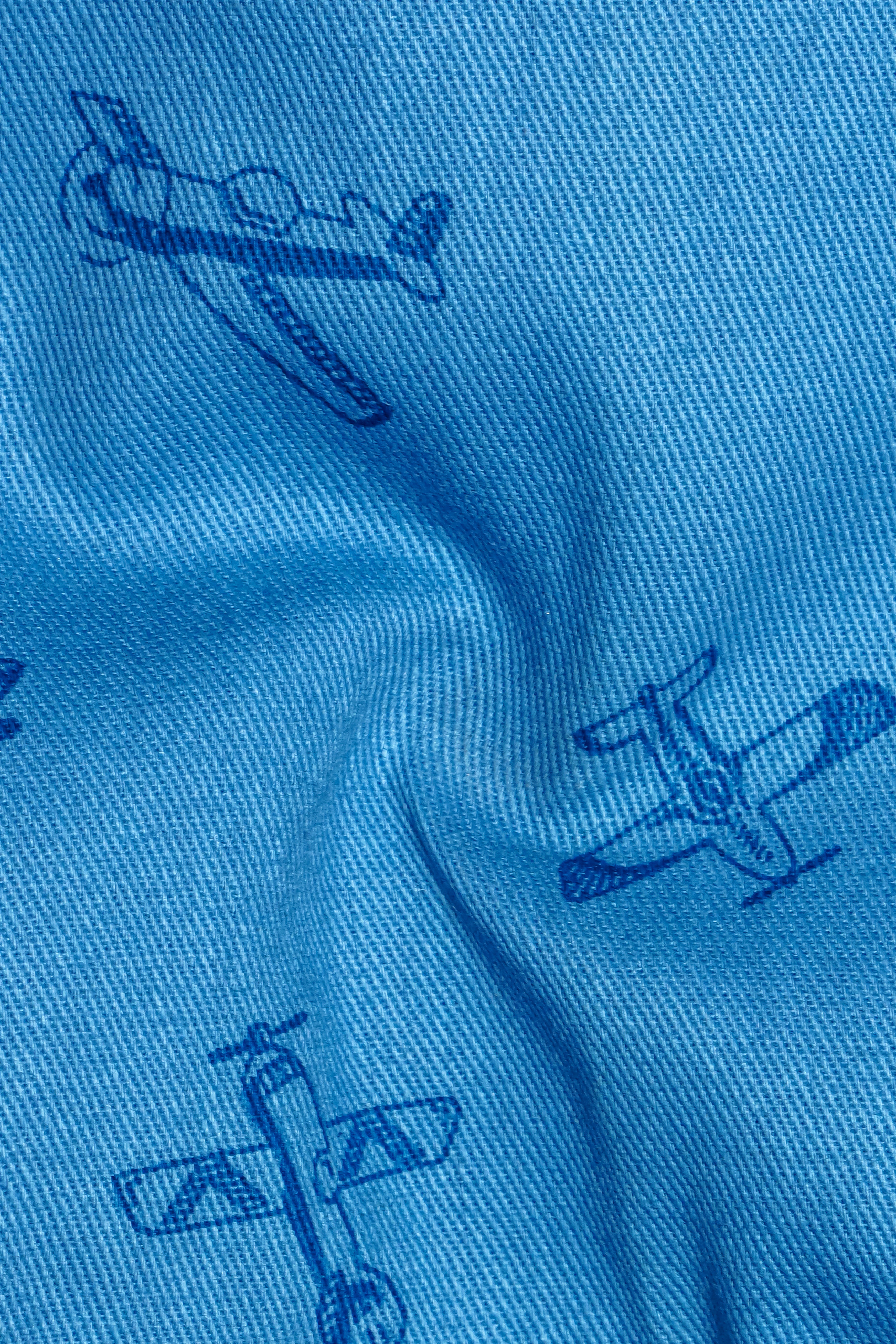 Hippie Blue Airplane Printed Royal Oxford Designer Overshirt