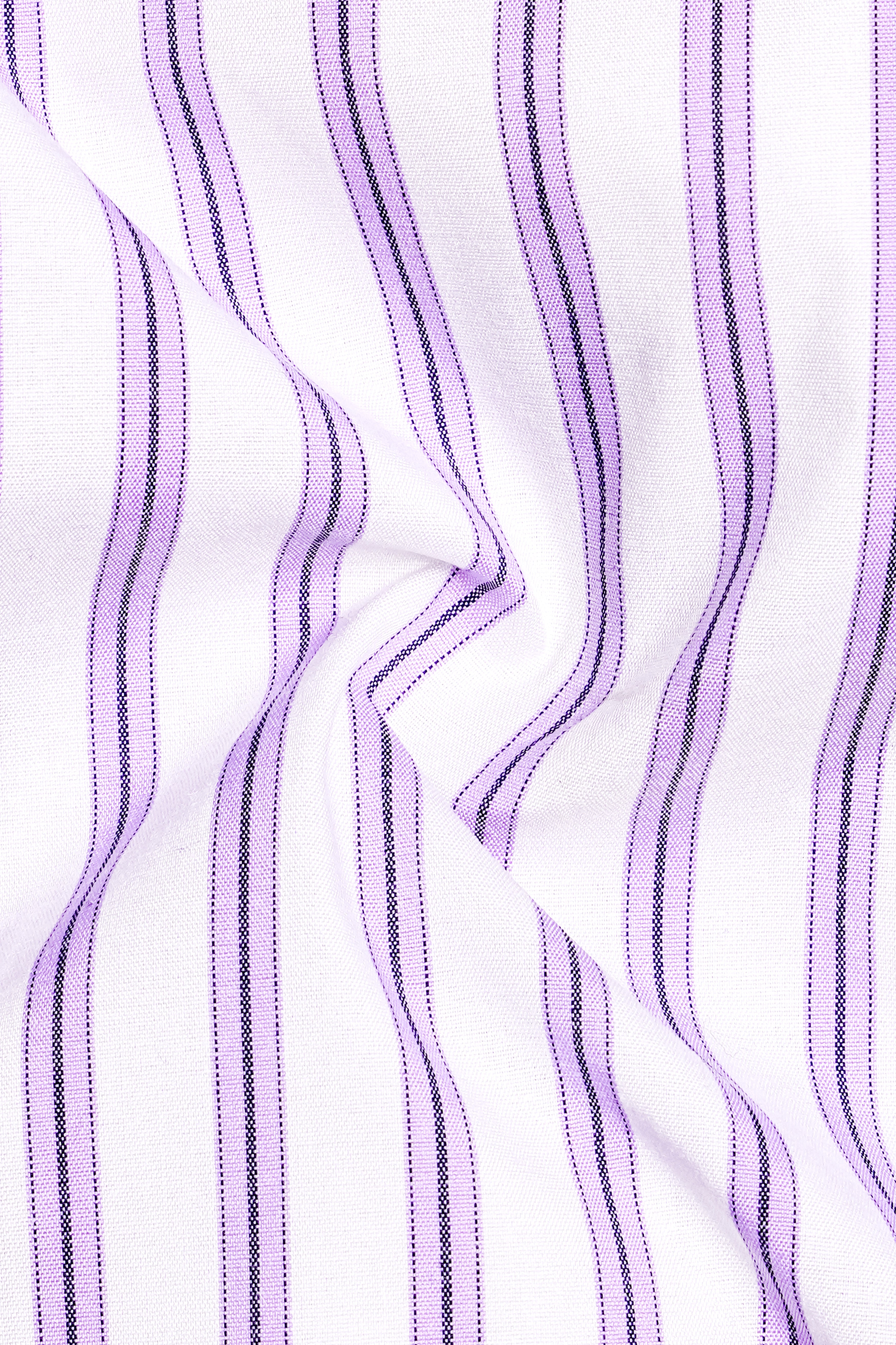 Pale Lilac Light Purple White Striped Premium Cotton Kurta Shirt