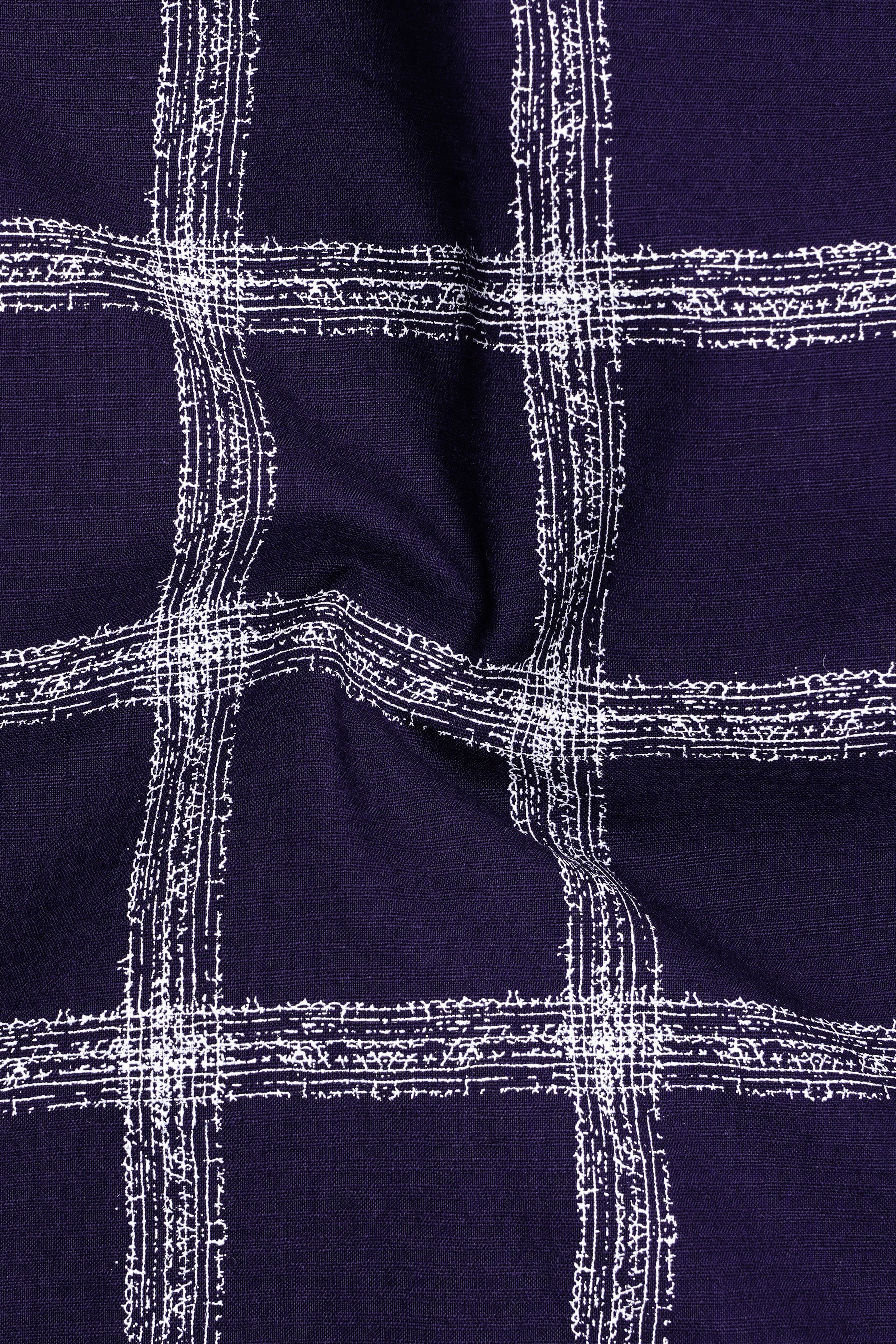 Violent Blue with White Windowpane Dobby Texture Premium Giza Cotton Shirt