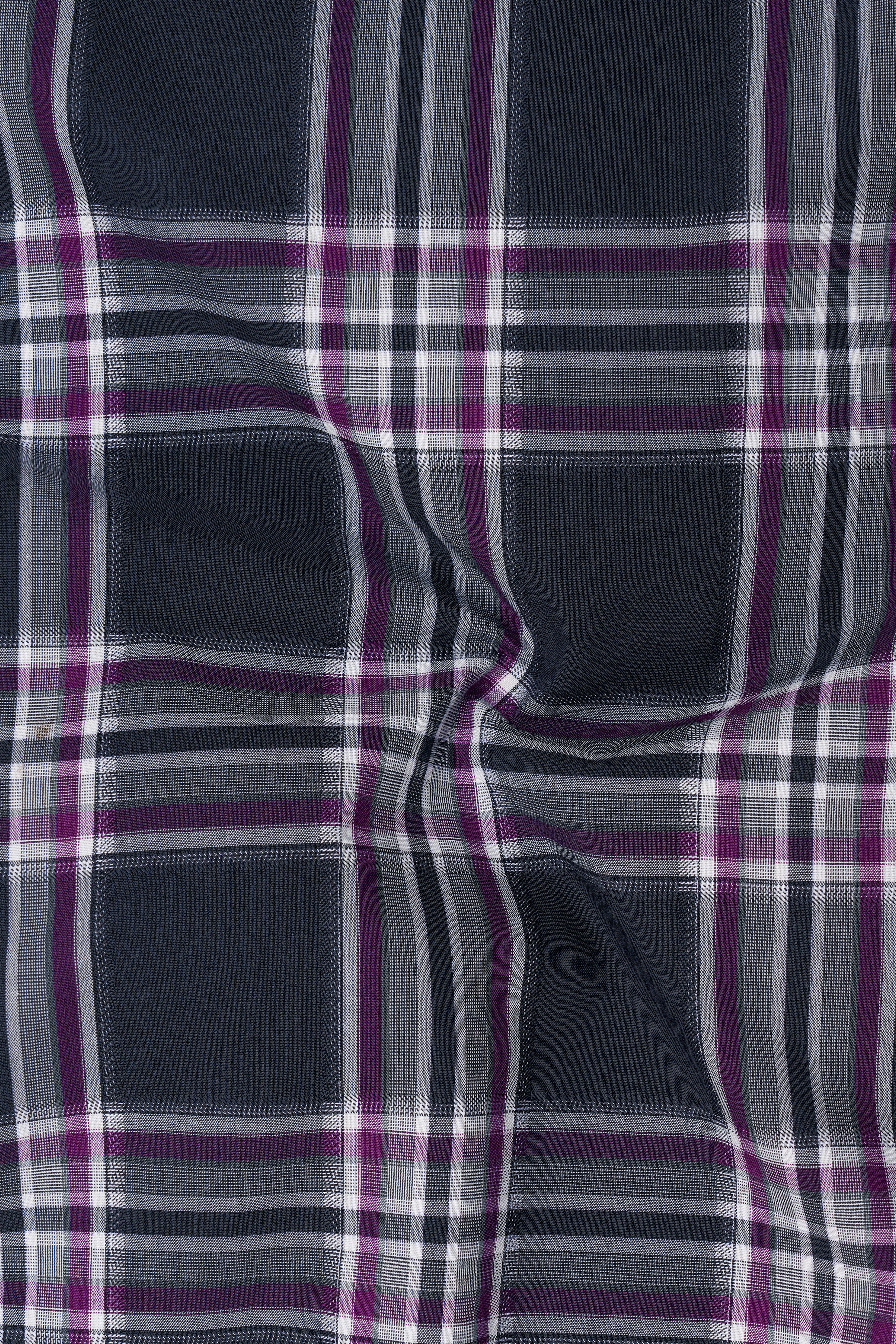 Thunder Blue with Eminence Purple Plaid Dobby Textured Premium Giza Cotton Shirt