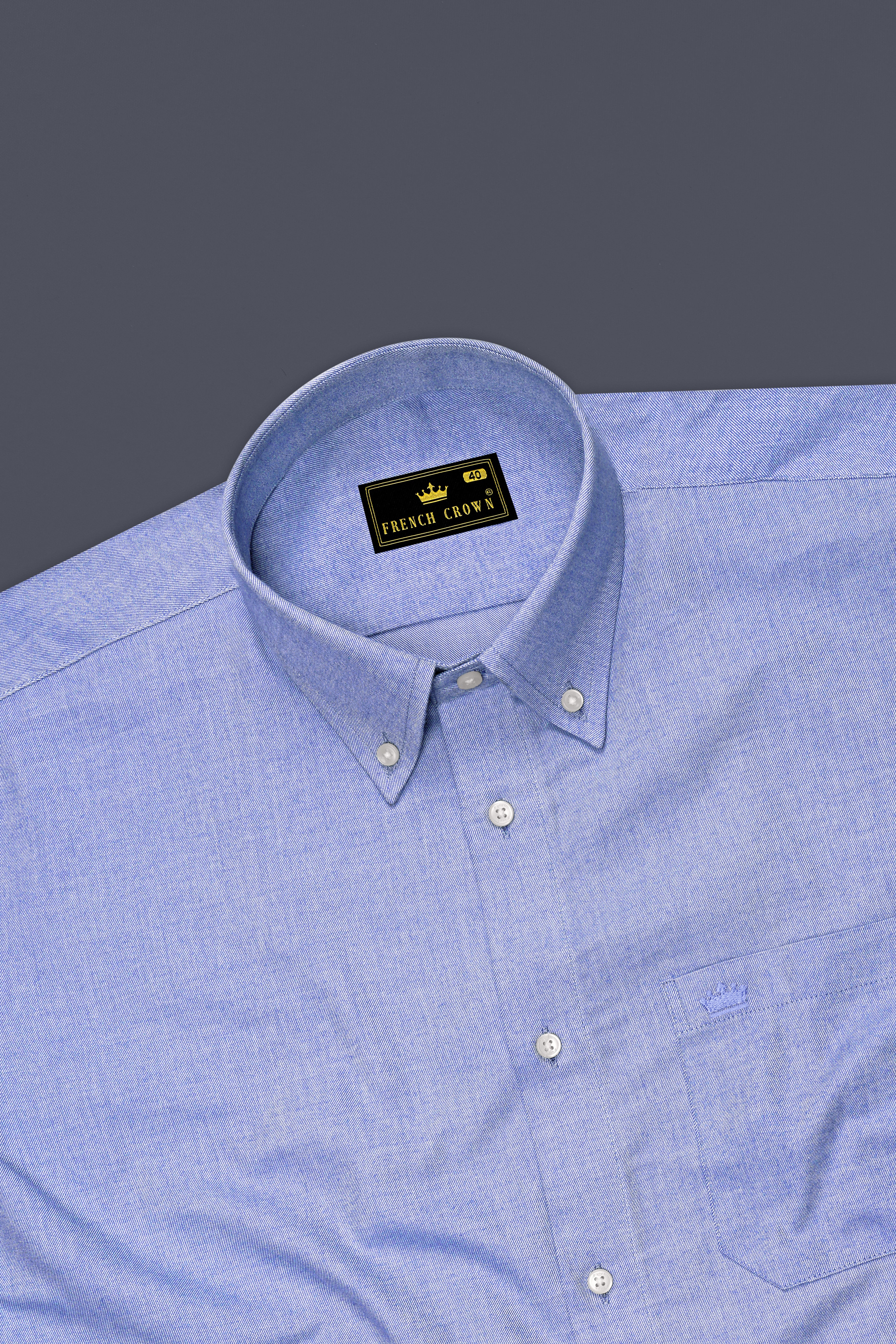 Cadet Blue Twill Premium Cotton Shirt