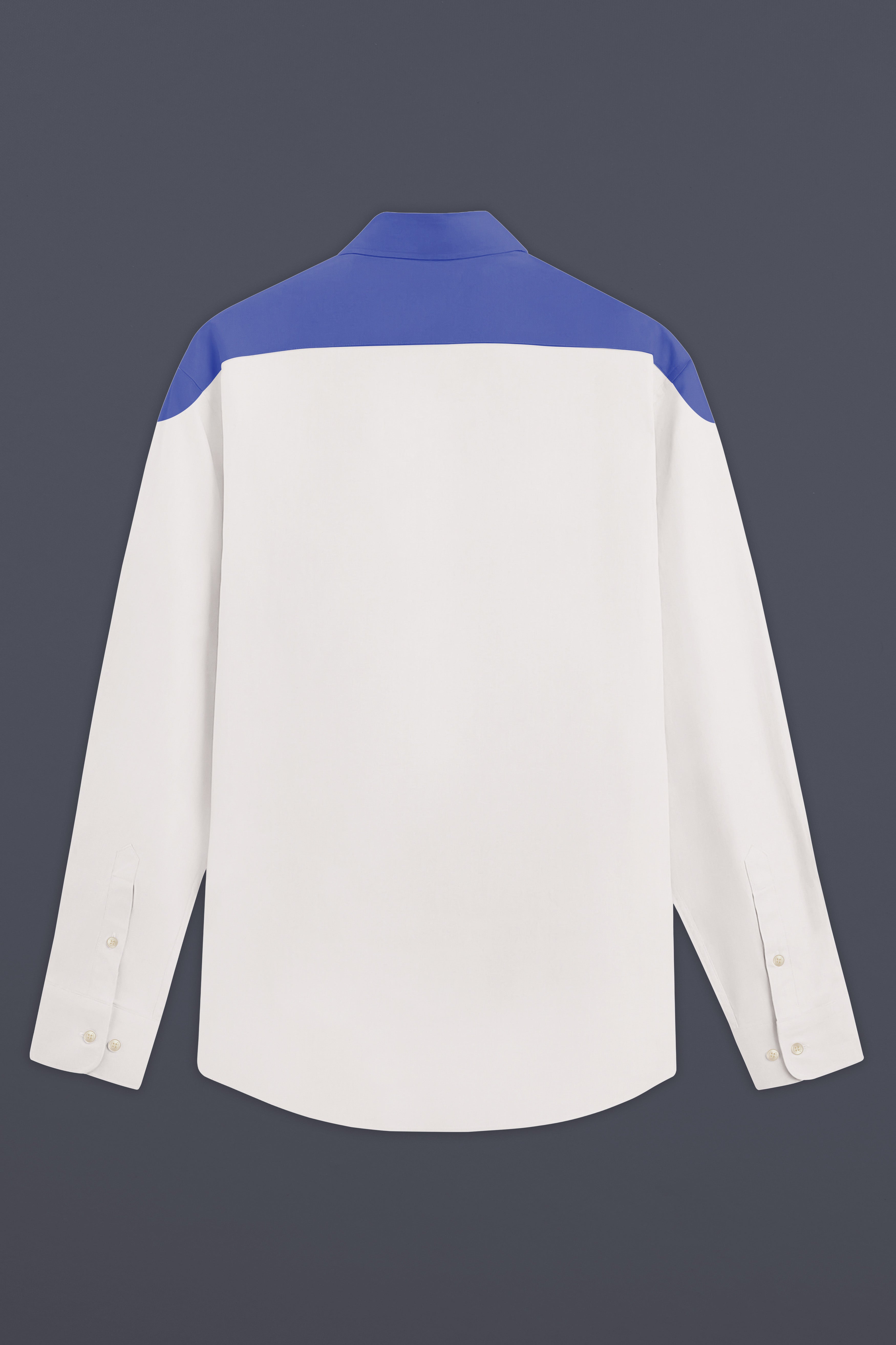 Bright White With Blue Premium Cotton Designer Shirt