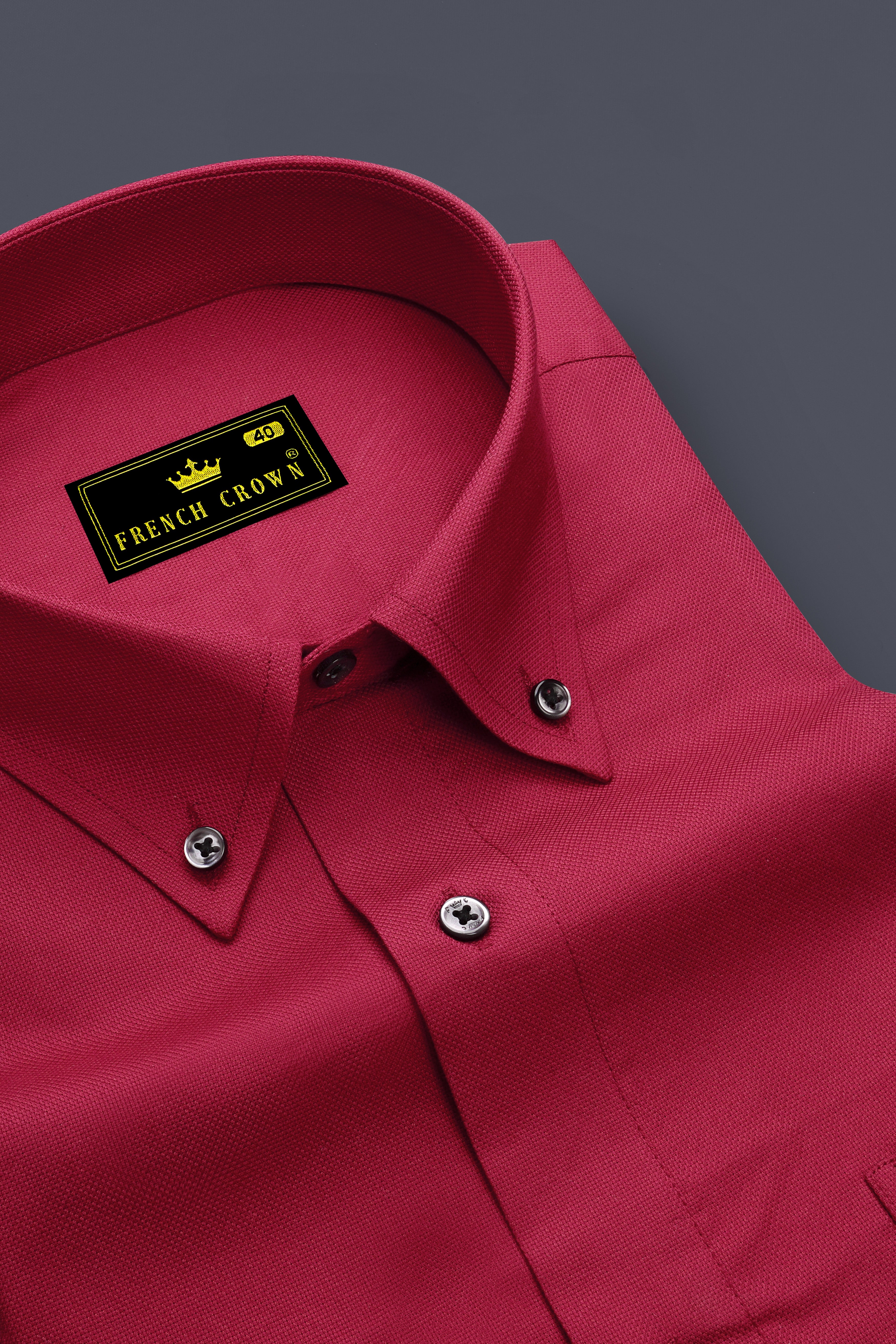 Merlot Red Dobby Textured Premium Giza Cotton Shirt