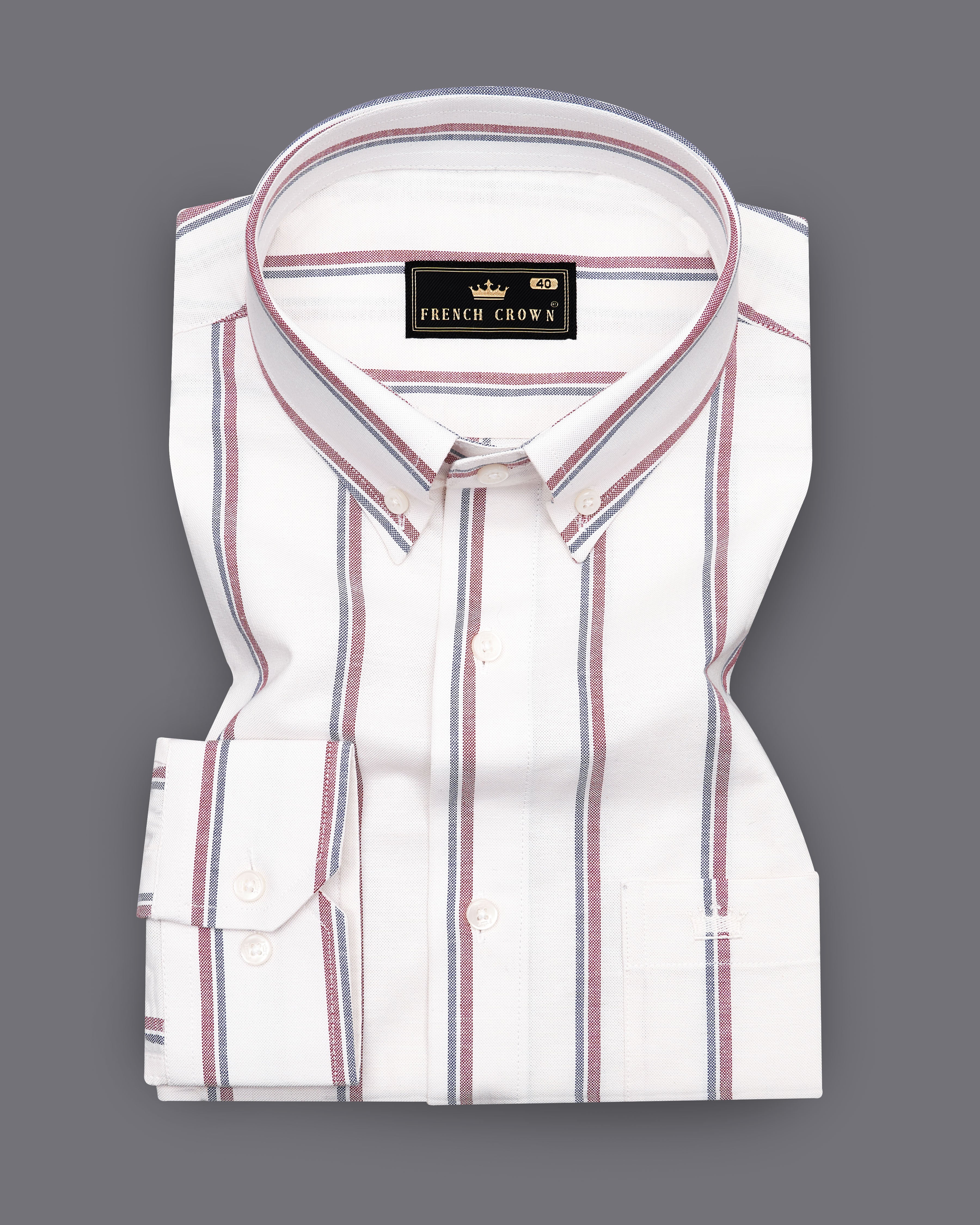 Bright White Striped Royal Oxford Shirt