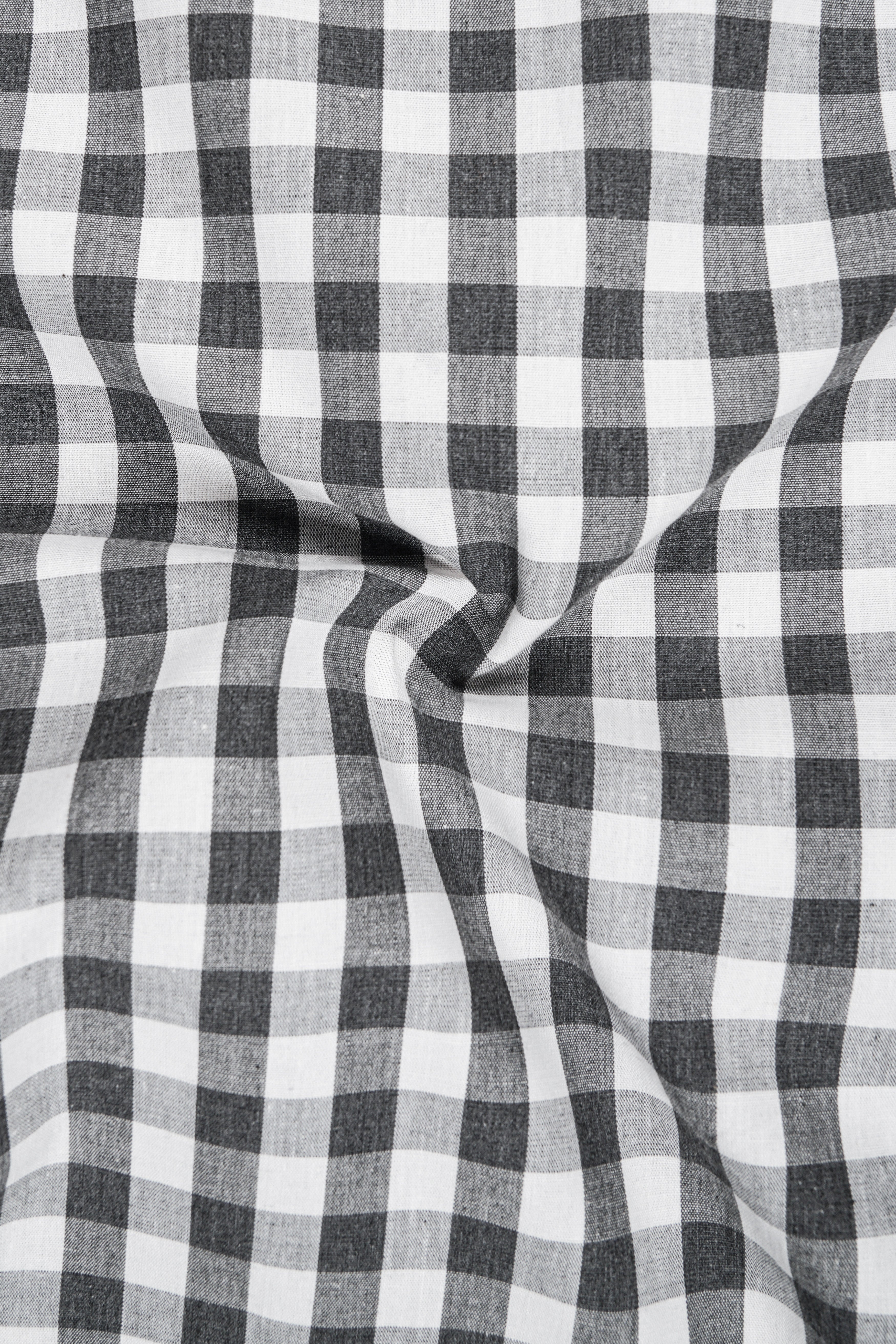 Bright White and Iridium Black Checkered Premium Cotton Shirt